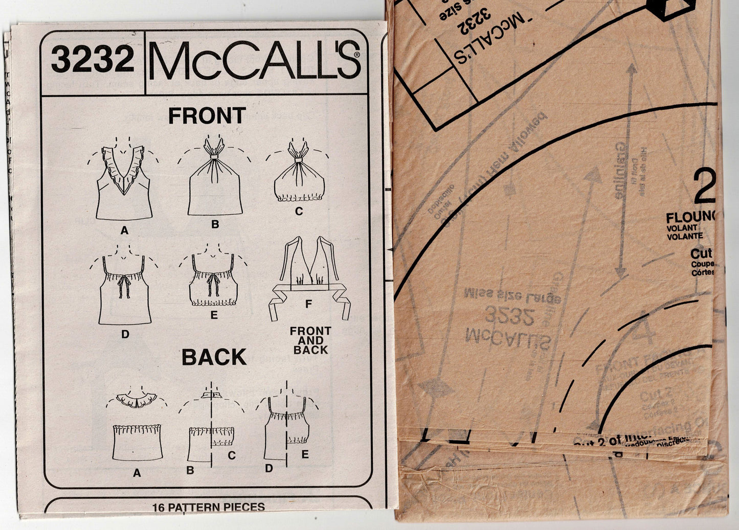 McCall's 3232 Womens Set Of Summer Tops Out Of Print Sewing Pattern Sizes 12 - 18 UNCUT Factory Folded