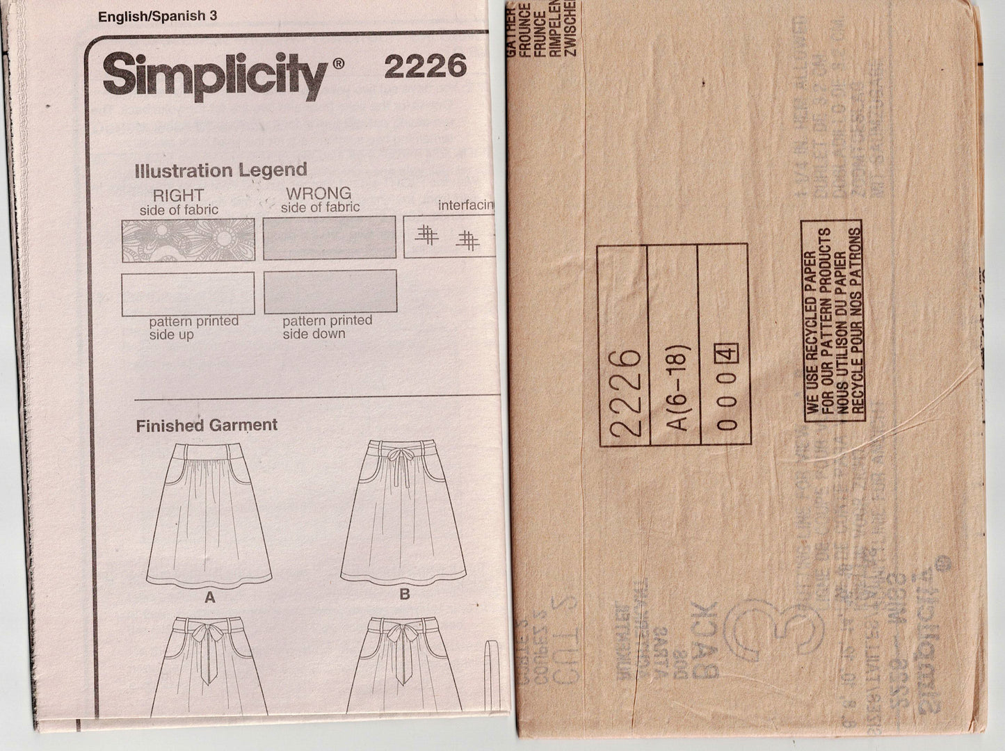 Simplicity 2226 Womens EASY TO SEW Skirts Out Of Print Sewing Pattern Size 6 - 18 UNCUT Factory Folded