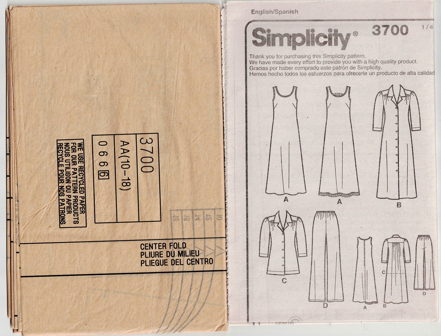 Simplicity 3700 Womens Wardrobe Pants Dress Or Jumper & Shirtdress Or Tunic Out Of Print Sewing Pattern Size 10 - 18 UNCUT Factory Folded