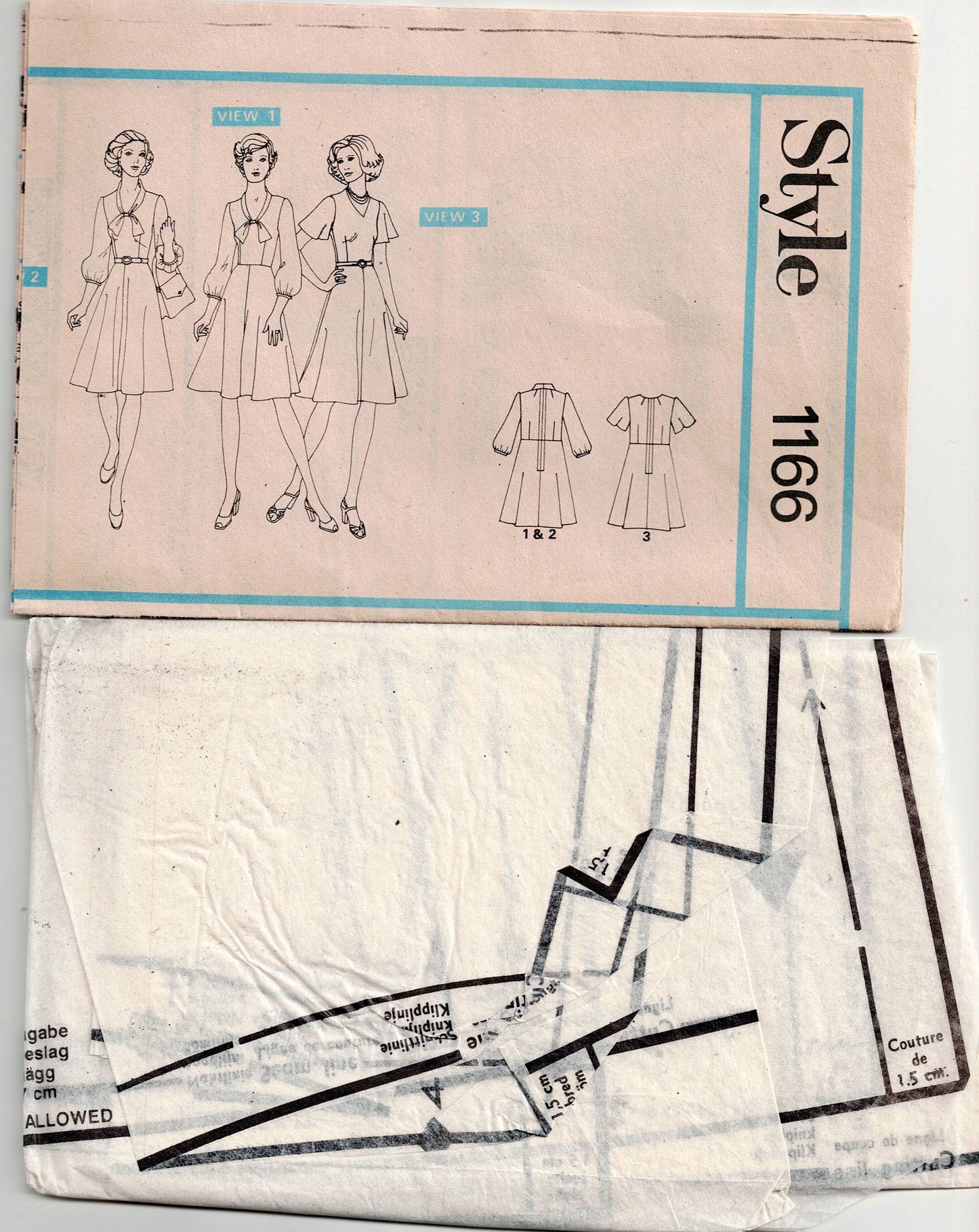 Style 1166 Womens Half Sized Fit & Flared Dress 1970s Vintage Sewing Pattern Bust 37 inches