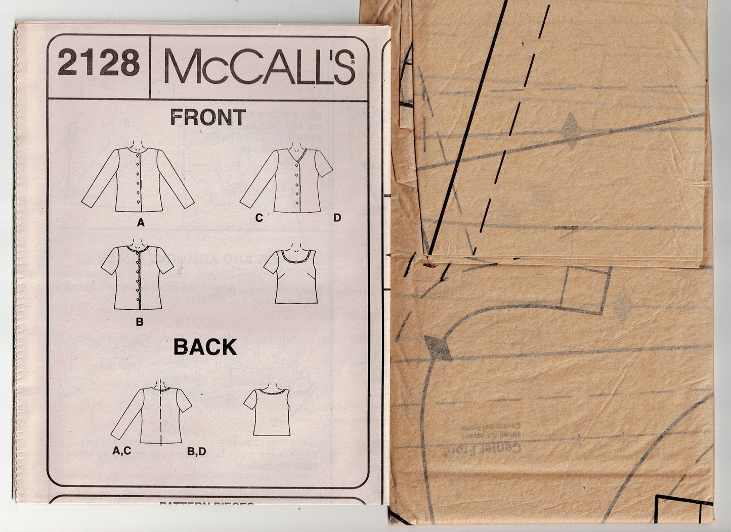 McCall's 2128 EASY Womens Top & Cardigan 1990s Vintage Sewing Pattern Size 12 - 14 UNCUT Factory Folded