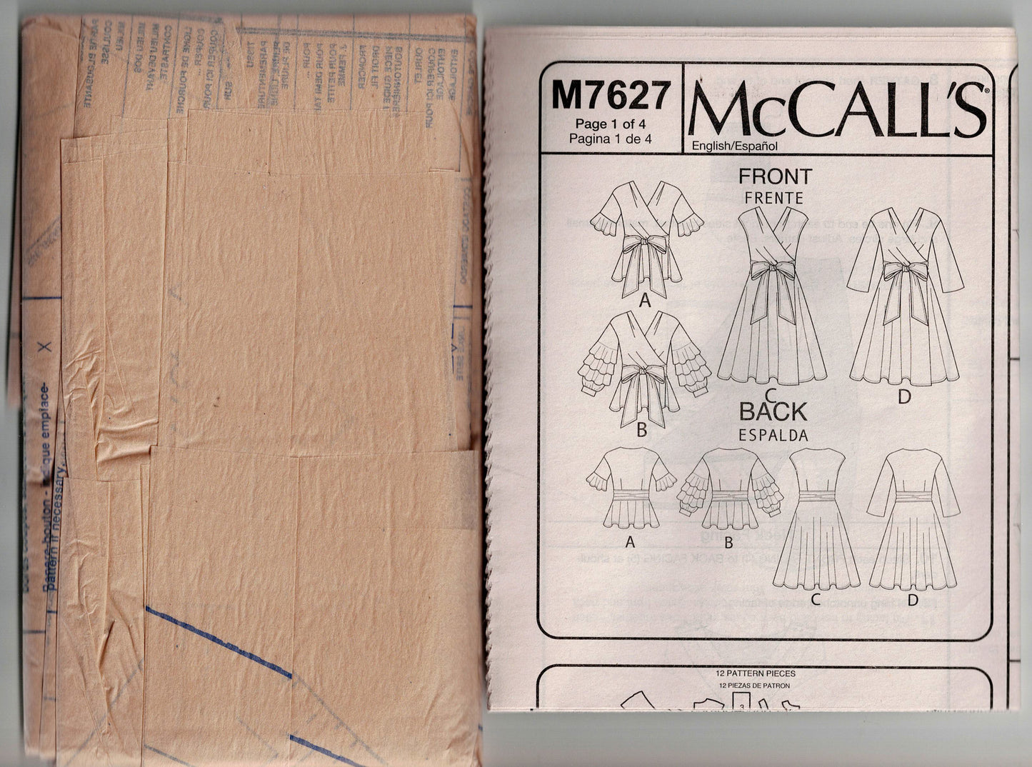 McCall's 7627 LAURA ASHLEY Womens Wrap Dress & Top Out Of Print Sewing Pattern Sizes 6 - 14 UNCUT Factory Folded