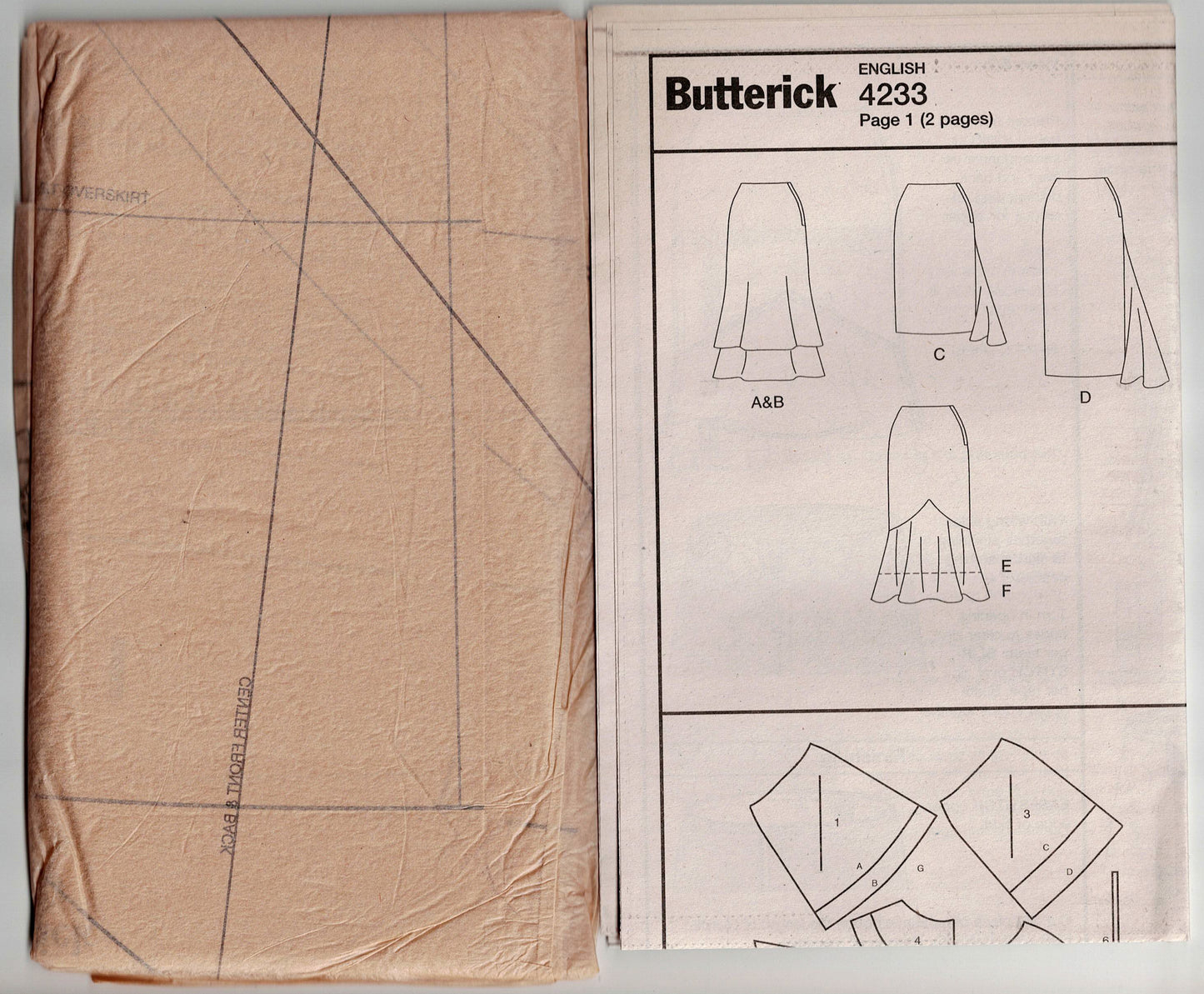 Butterick 4233 Womens Ruffled A Line Skirts Out Of Print Sewing Pattern Size 12 - 16 UNCUT Factory Folded