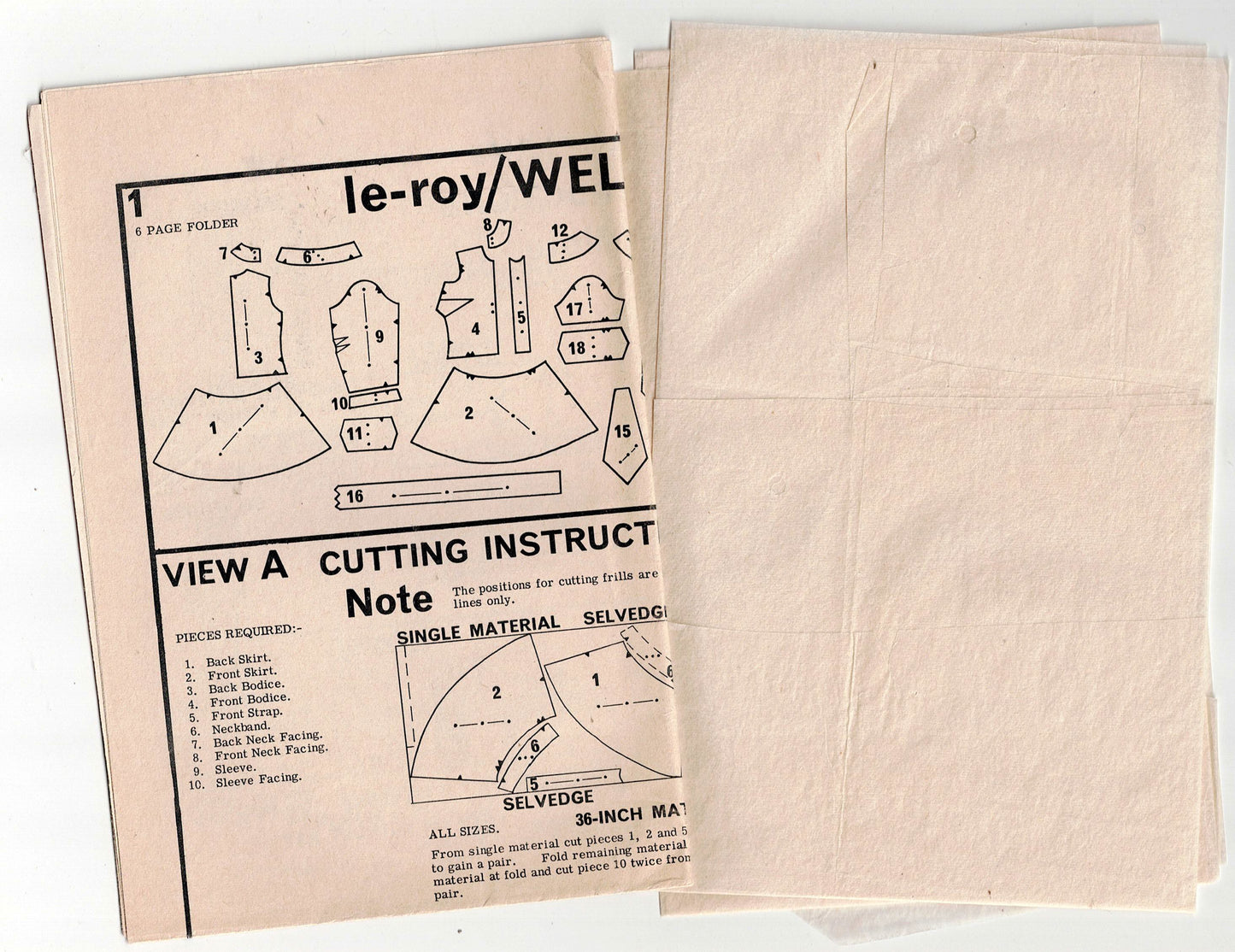 Blackmore Le Roy 8769 Womens Dropped Waist Dress with Bias Cut Skirt 1960s Vintage Sewing Pattern Bust 38 Inches