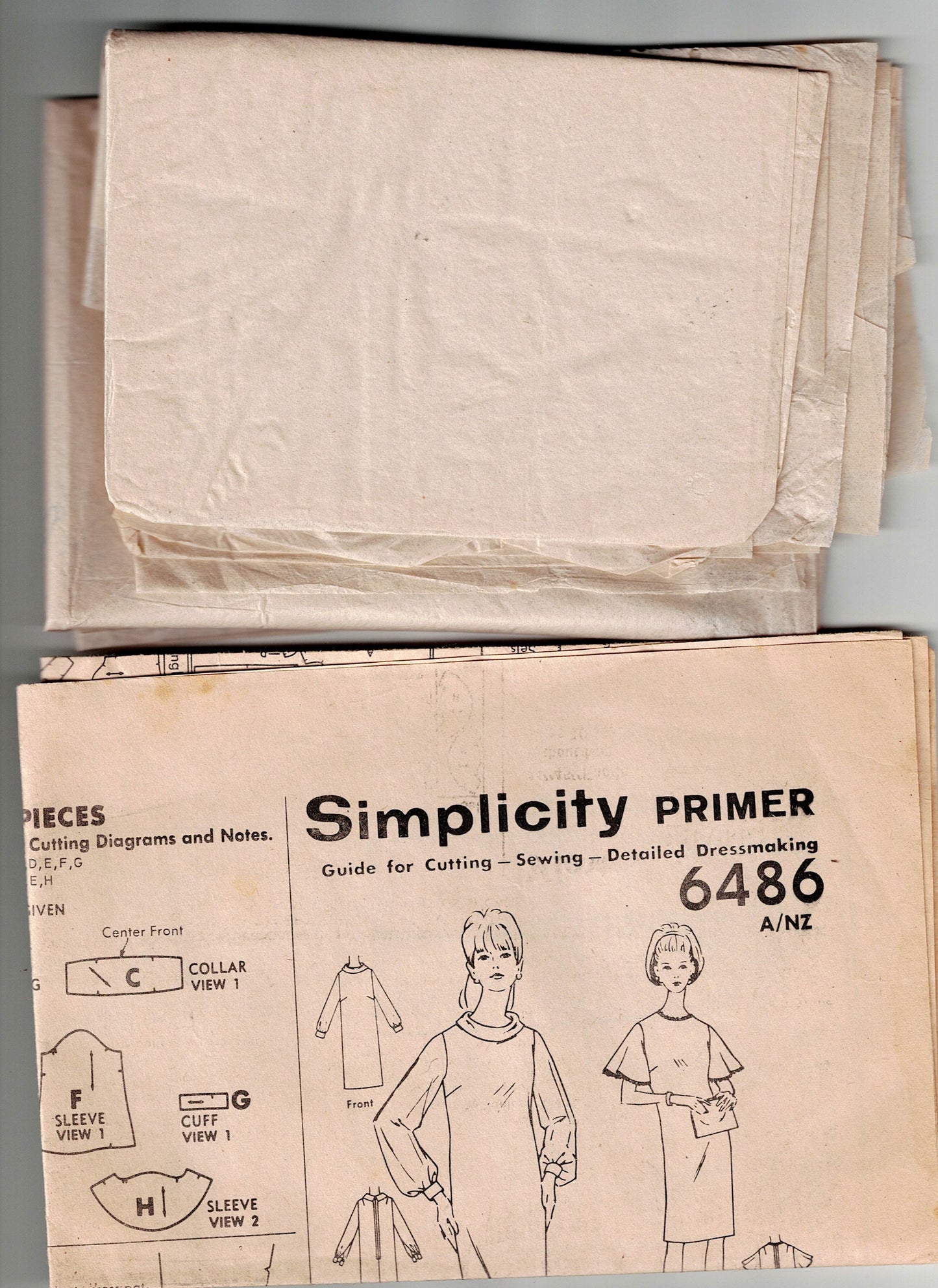 Simplicity 6486 Womens Designer Flutter Sleeved Evening Shift Dress 1960s Vintage Sewing Pattern Size 18 Bust 38 Inches