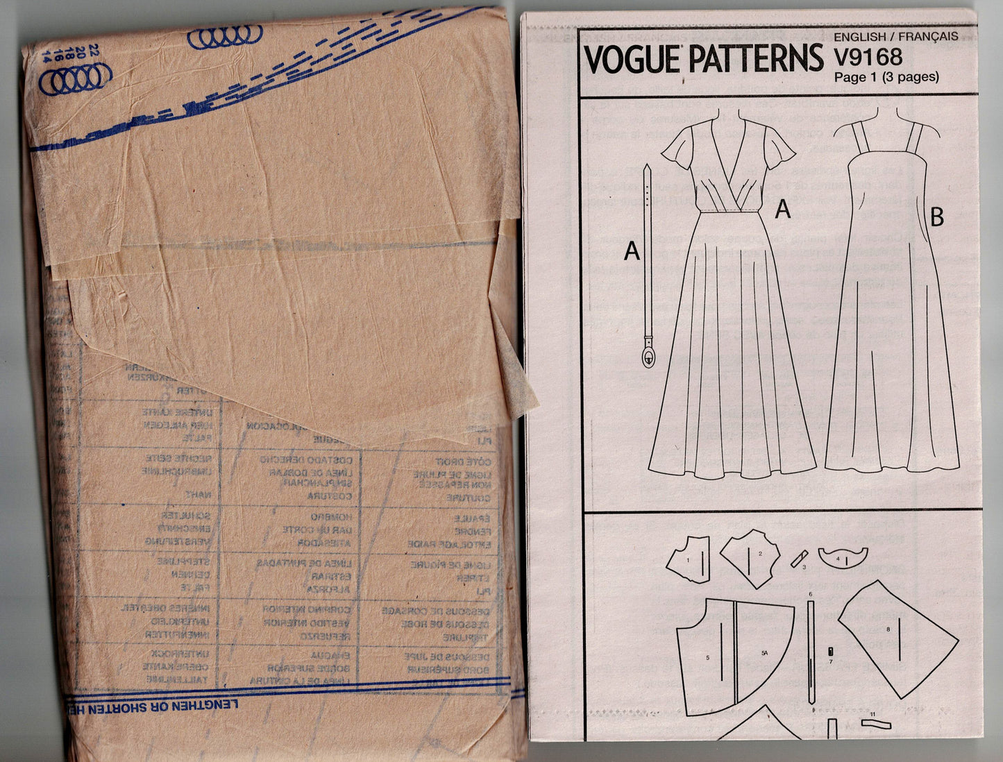 Vogue Designer Original 9168 KATHRYN BRENNER Womens Flutter Sleeved Evening Dress & Slip Out Of Print Sewing Pattern Size 14 - 22 UNCUT Factory Folded