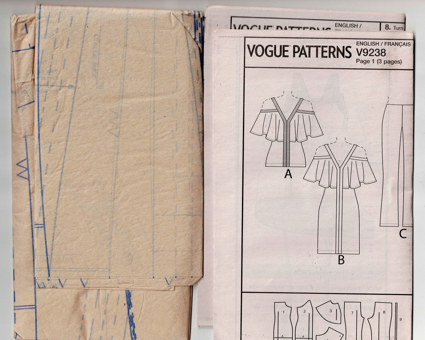Vogue 9238 Womens 2 Way Stretch Knit Top Dress & Bootcut Pants Out Of Print Sewing Pattern Size 6 - 14 UNCUT Factory Folded