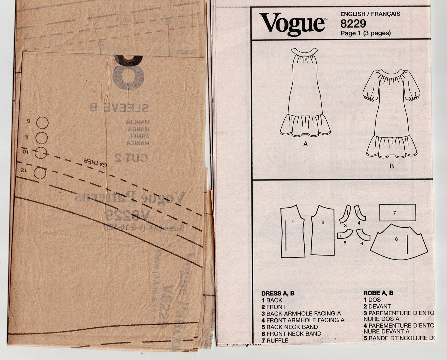 Very Easy Vogue 8229 Womens Ruffled Hem Sundress Out Of Print Sewing Pattern Size 6 - 12 UNCUT Factory Folded