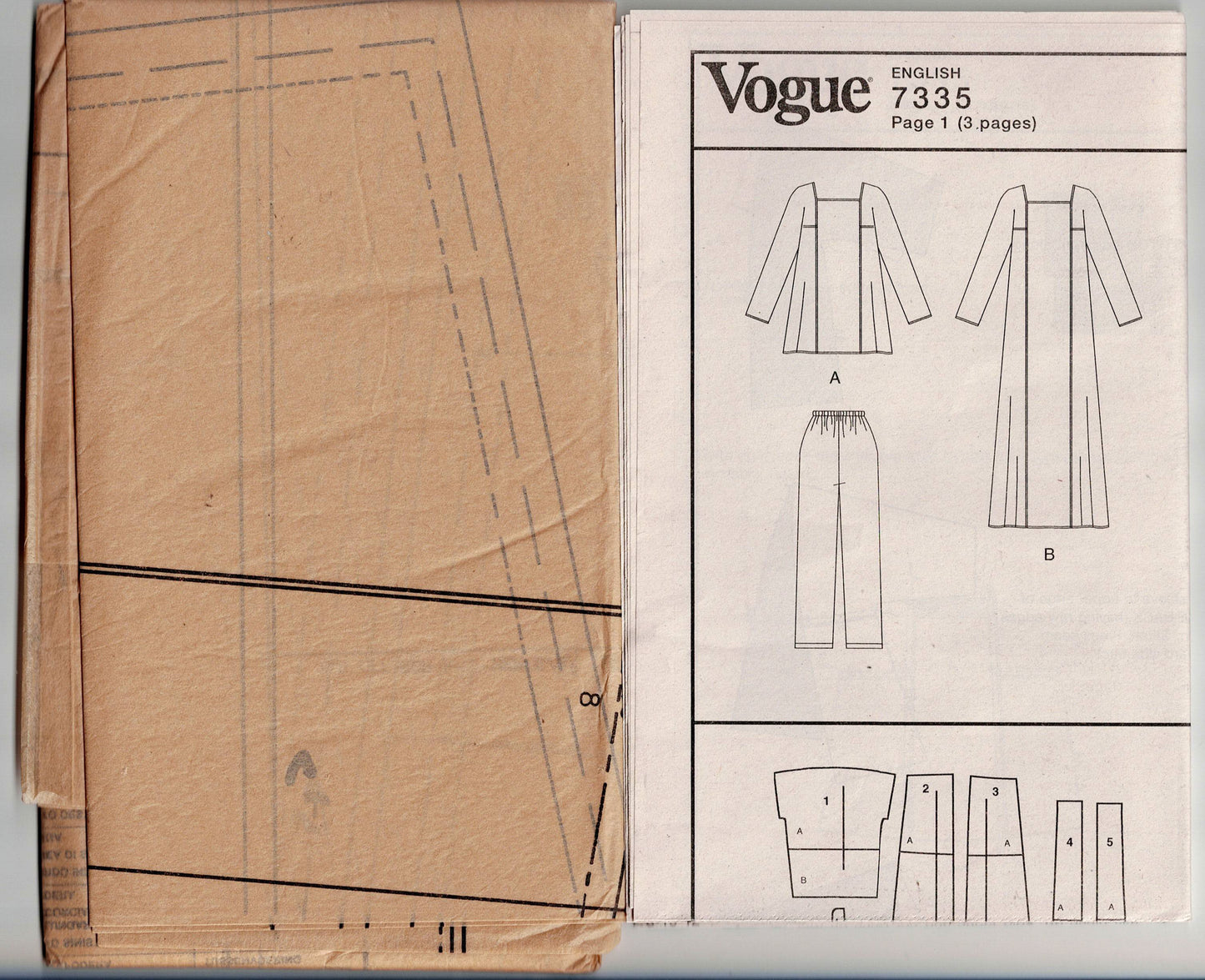 Very Easy Vogue 7335 KOKO BEALL Womens Caftan Dress Top & Pants Out Of Print Sewing Pattern Size 8 - 12 UNCUT Factory Folded