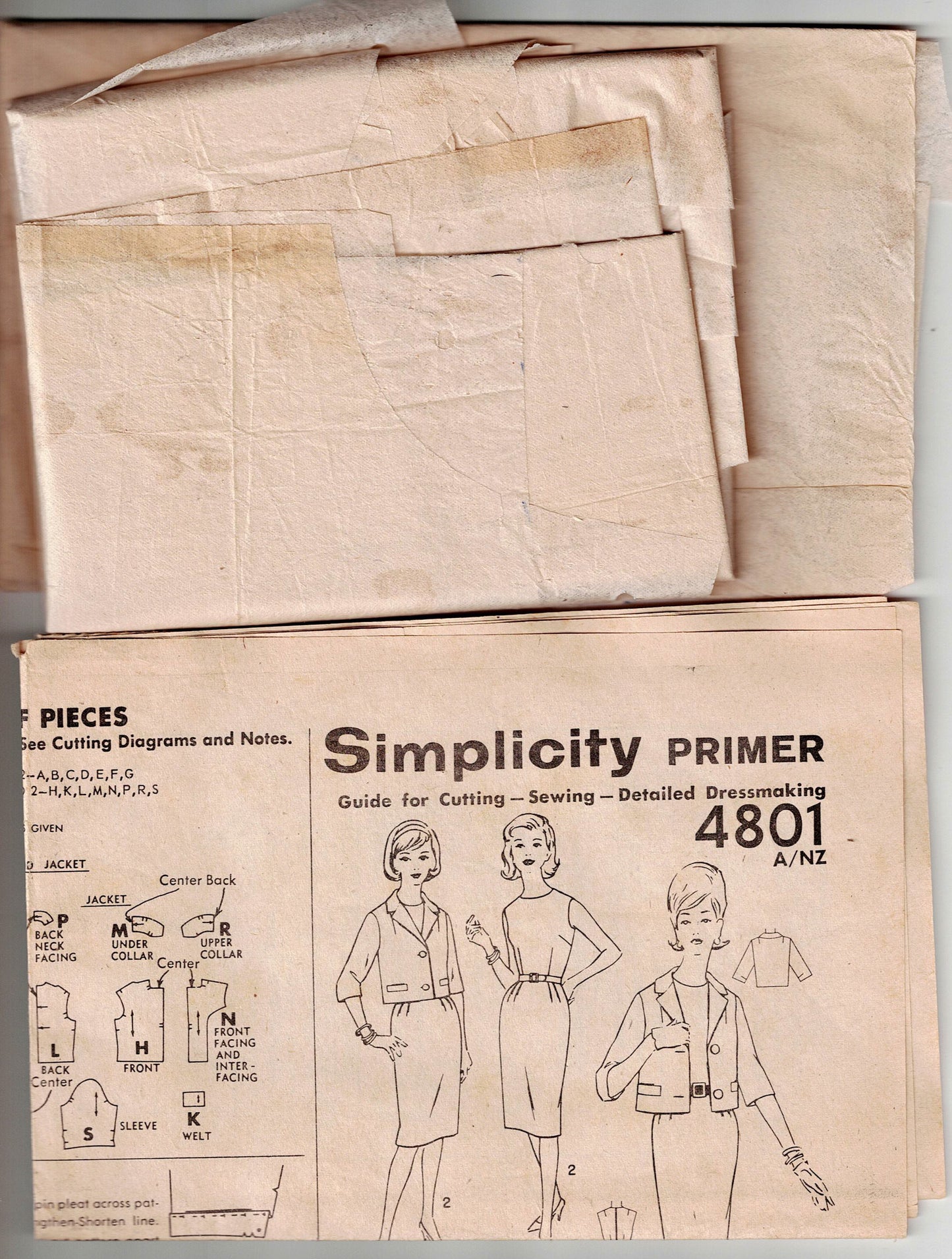 Simplicity 4801 Womens MOD Jackie O Style Sheath Dress & Jacket 1960s Vintage Sewing Pattern Size 18 Bust 38 Inches