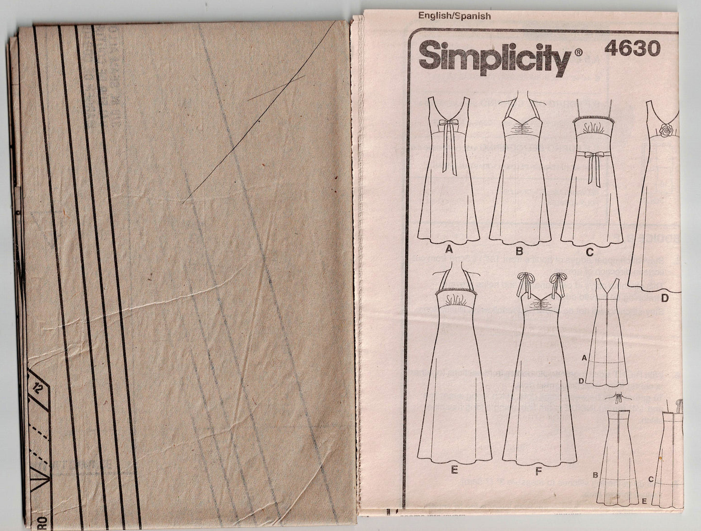 Simplicity 4630 Womens Halter or Strappy Sundress Out Of Print Sewing Pattern Size 6 - 12 UNCUT Factory Folded