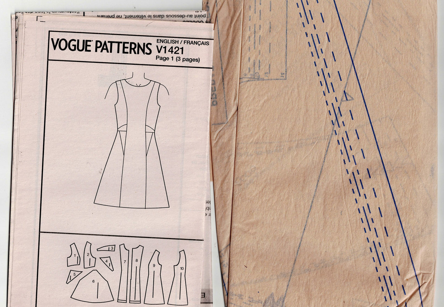 Vogue American Designer 1421 DKNY Womens Lined Evening Dress with Seam Detail Out Of Print Sewing Pattern Size 6 - 14 UNCUT Factory Folded