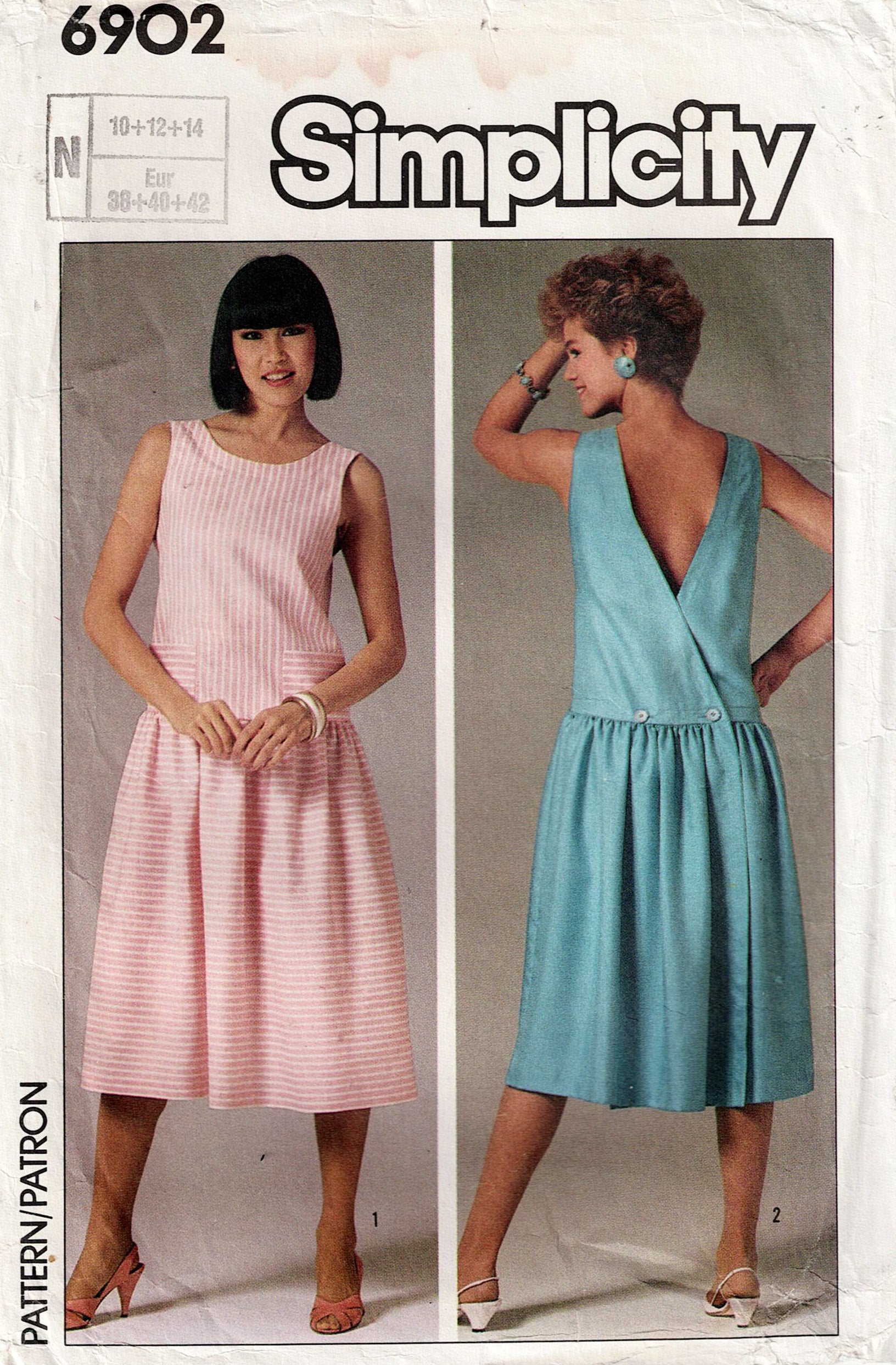 Simplicity 6902 Womens Drop Waisted Back Wrap Sundress 1980s Vintage P   All The Precious Things