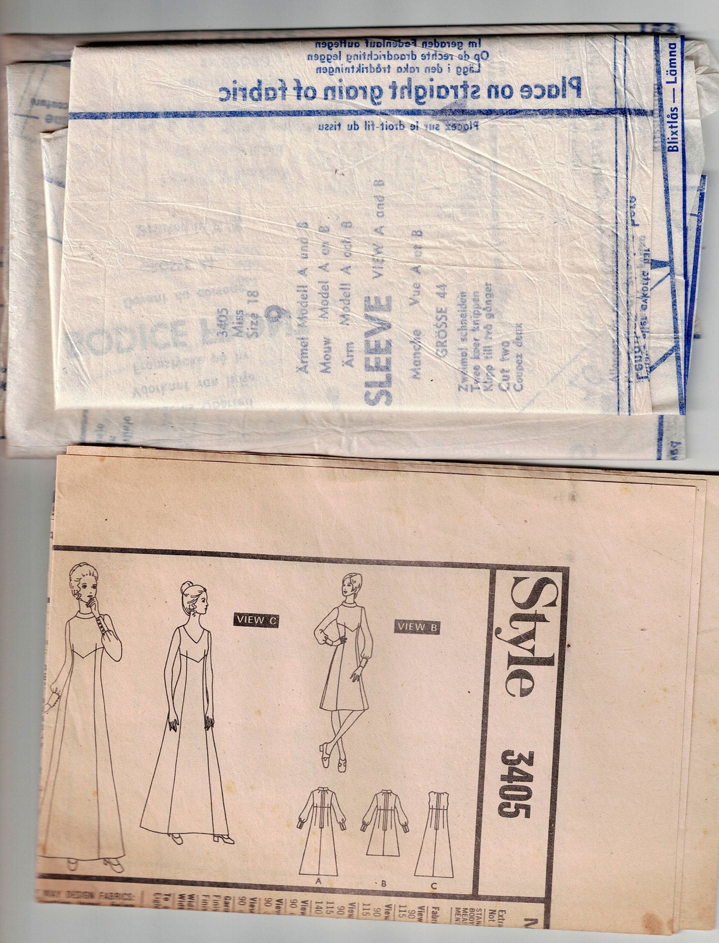 Style 3405 Womens High Waisted Maxi Dress 1970s Vintage Sewing Pattern Size 18 Bust 40 inches