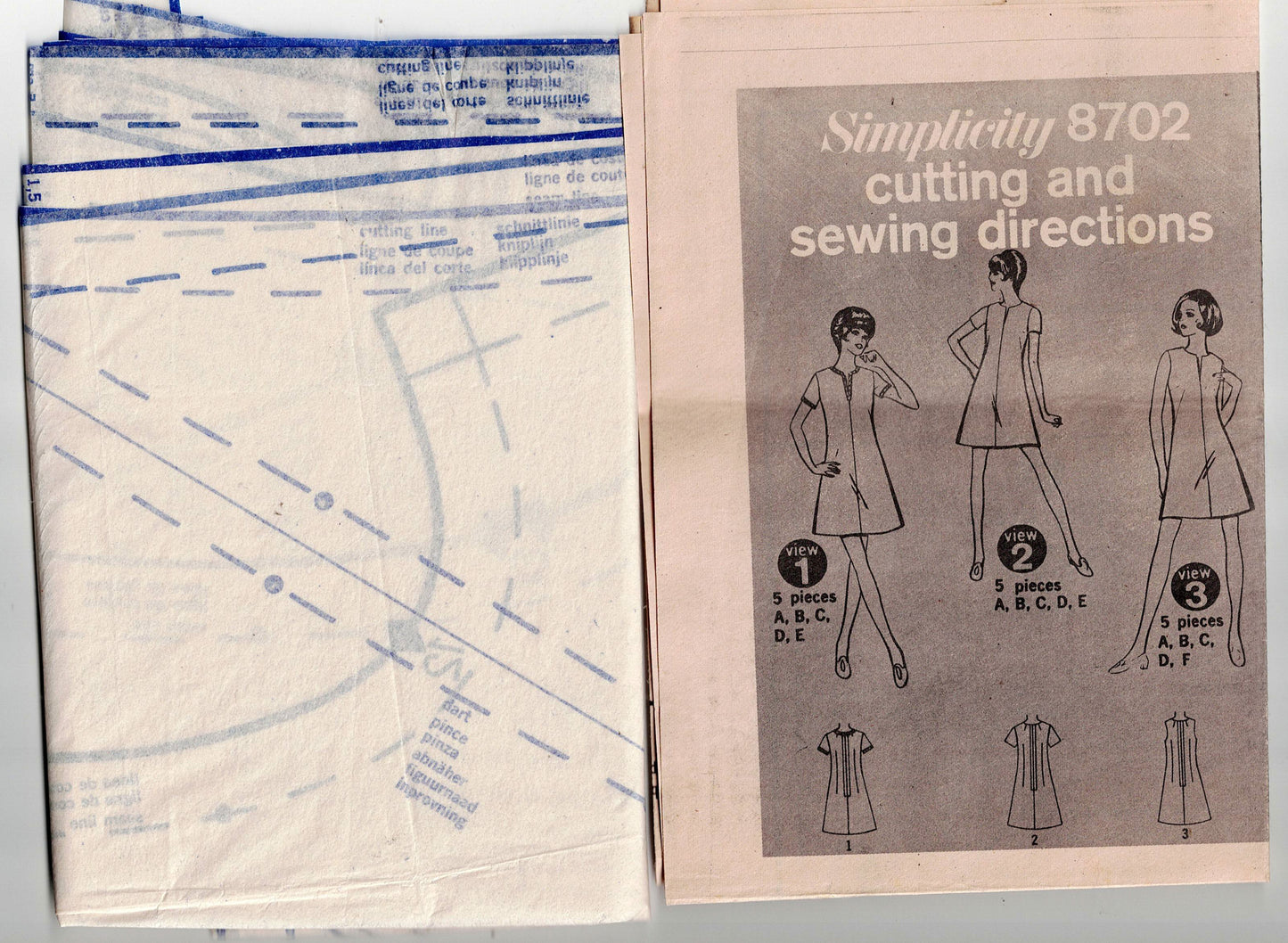 Simplicity 8702 Womens JIFFY Half Sized Shift Dress 1970s Vintage Sewing Pattern Size 14 1/2 Bust 37 inches