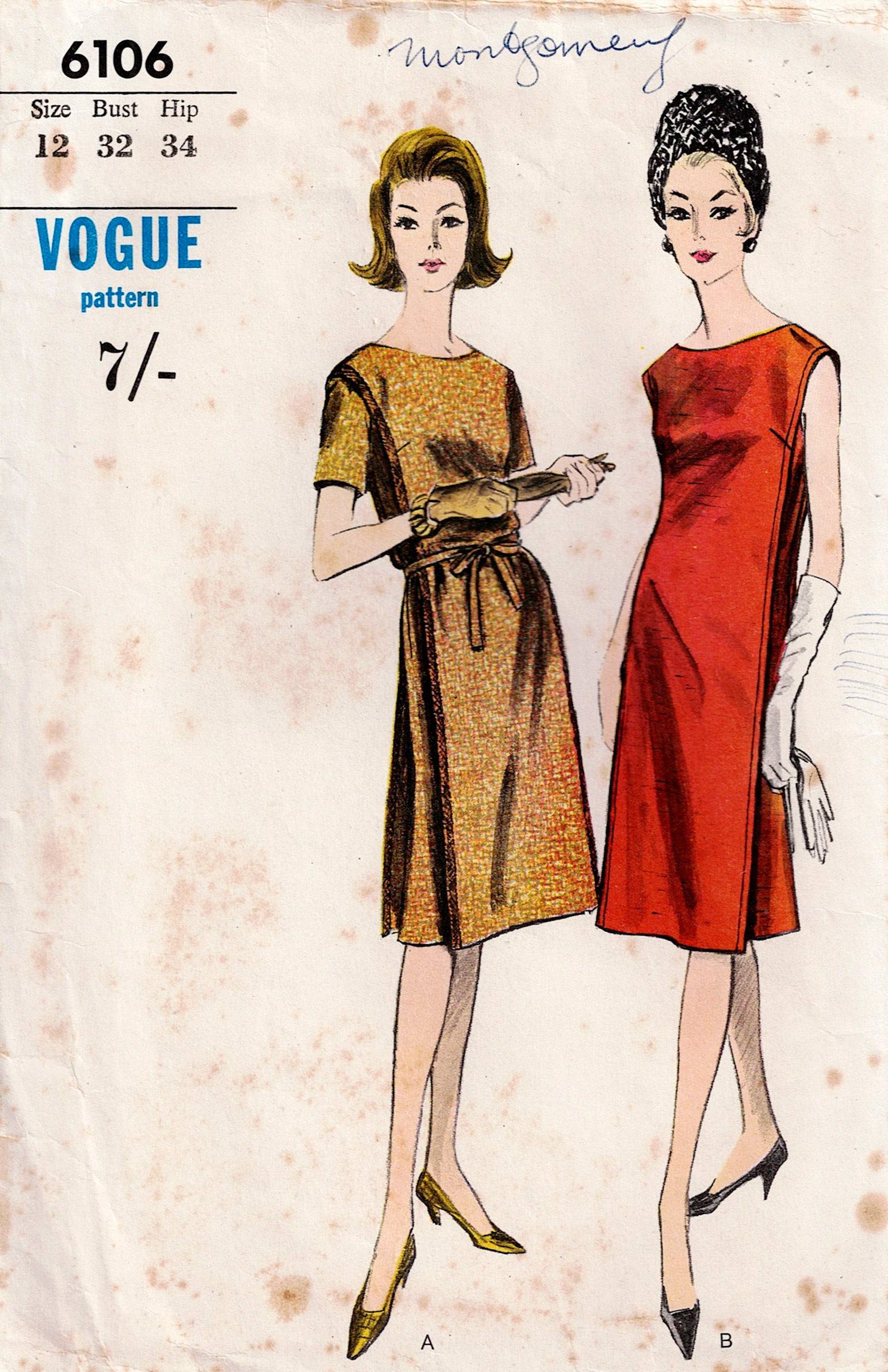 Vogue 6106 Womens Slim Side Pleated Evening Dress 1960s Vintage Paper All The Precious Things Vogue 6106 Womens Slim Side Pleated Evening Dress 1960s Vintage Paper All The Precious Things