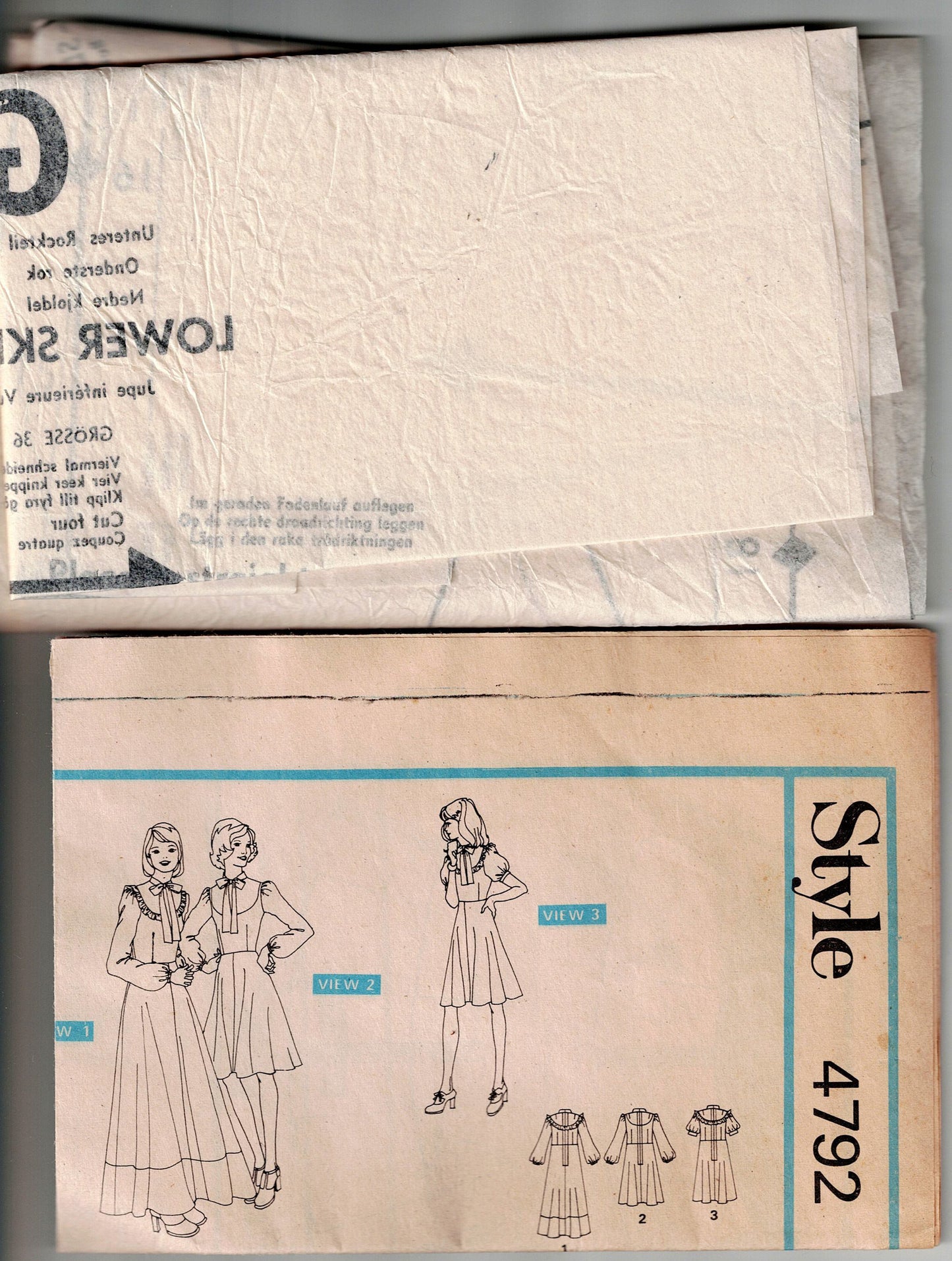 Style 4792 Womens Round Yoked Puff Sleeved Dresses 1970s Vintage Sewing Pattern Size 10 Bust 32.5 inches