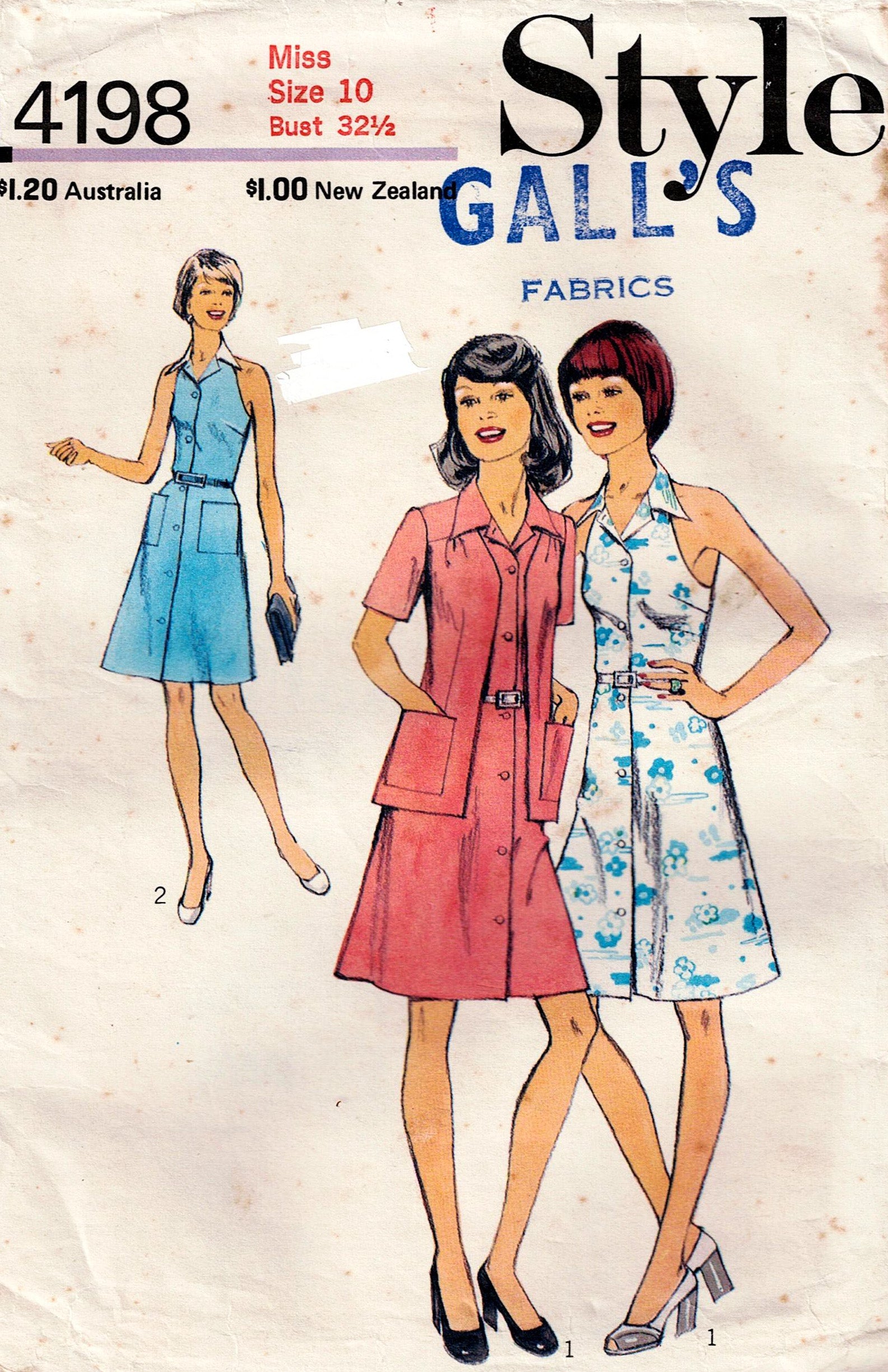 Style 4198 Womens Halter Button Front Sundress & Cardigan Jacket 1970s All The Precious Things Style 4198 Womens Halter Button Front Sundress & Cardigan Jacket 1970s All The Precious Things