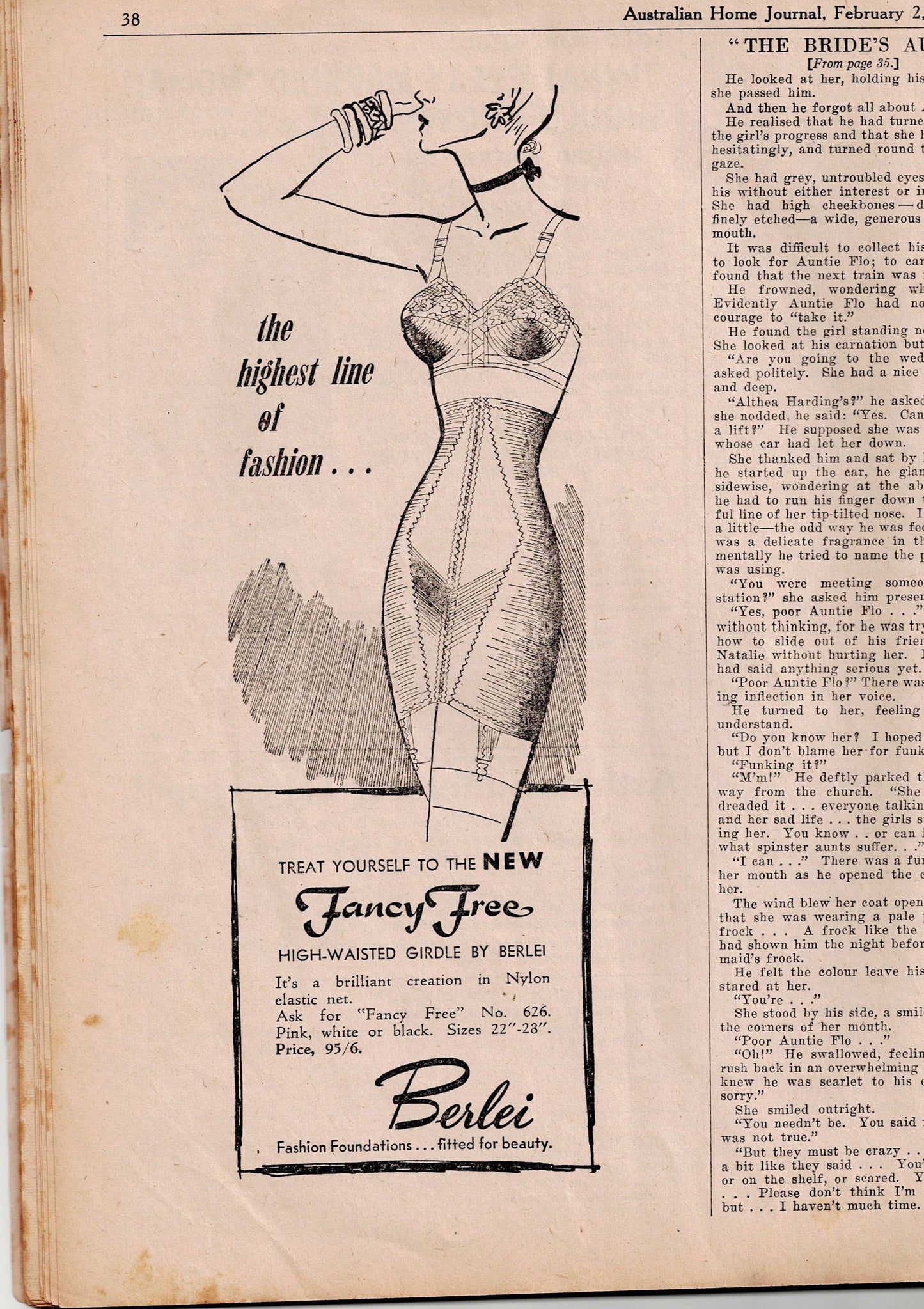 Australian Home Journal Magazine February 1953 with Womens Full Skirt Dress Tennis Dress & Girls Party Dress Patterns Included