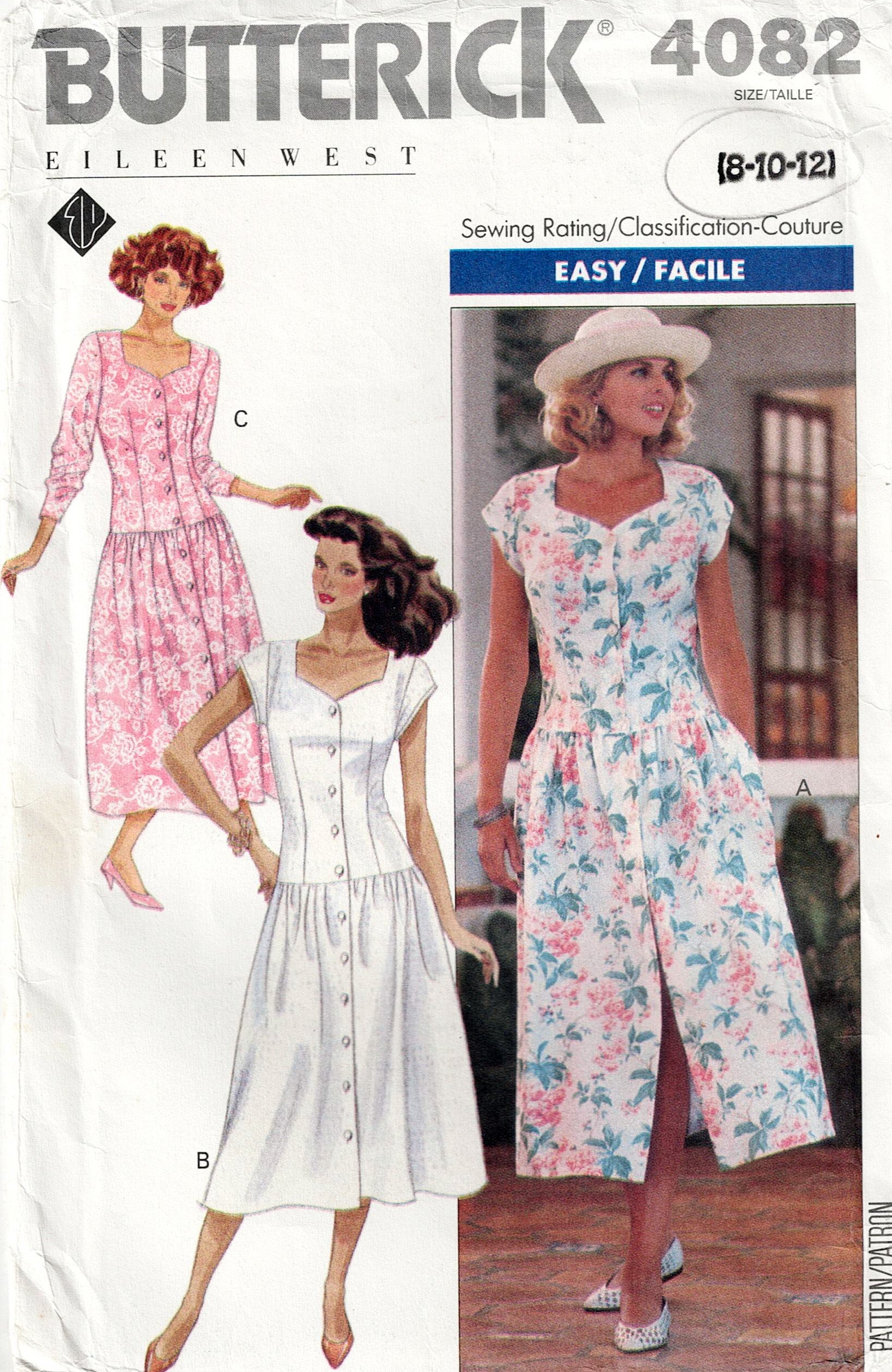 Butterick 4082 EASY Womens Drop Waisted Dress 1980s Vintage Paper Sewi   All The Precious Things