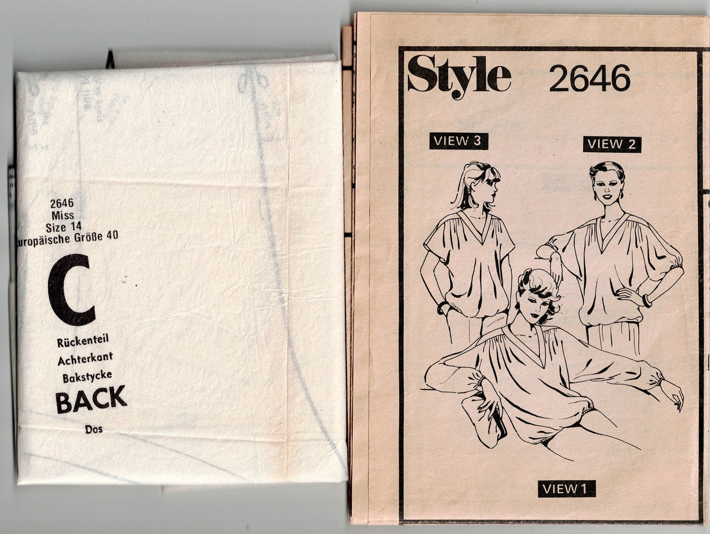 Style 2646 Womens Loose Fitting Pullover Tops 1970s Vintage Sewing Pattern Size 14 Bust 36 Inches