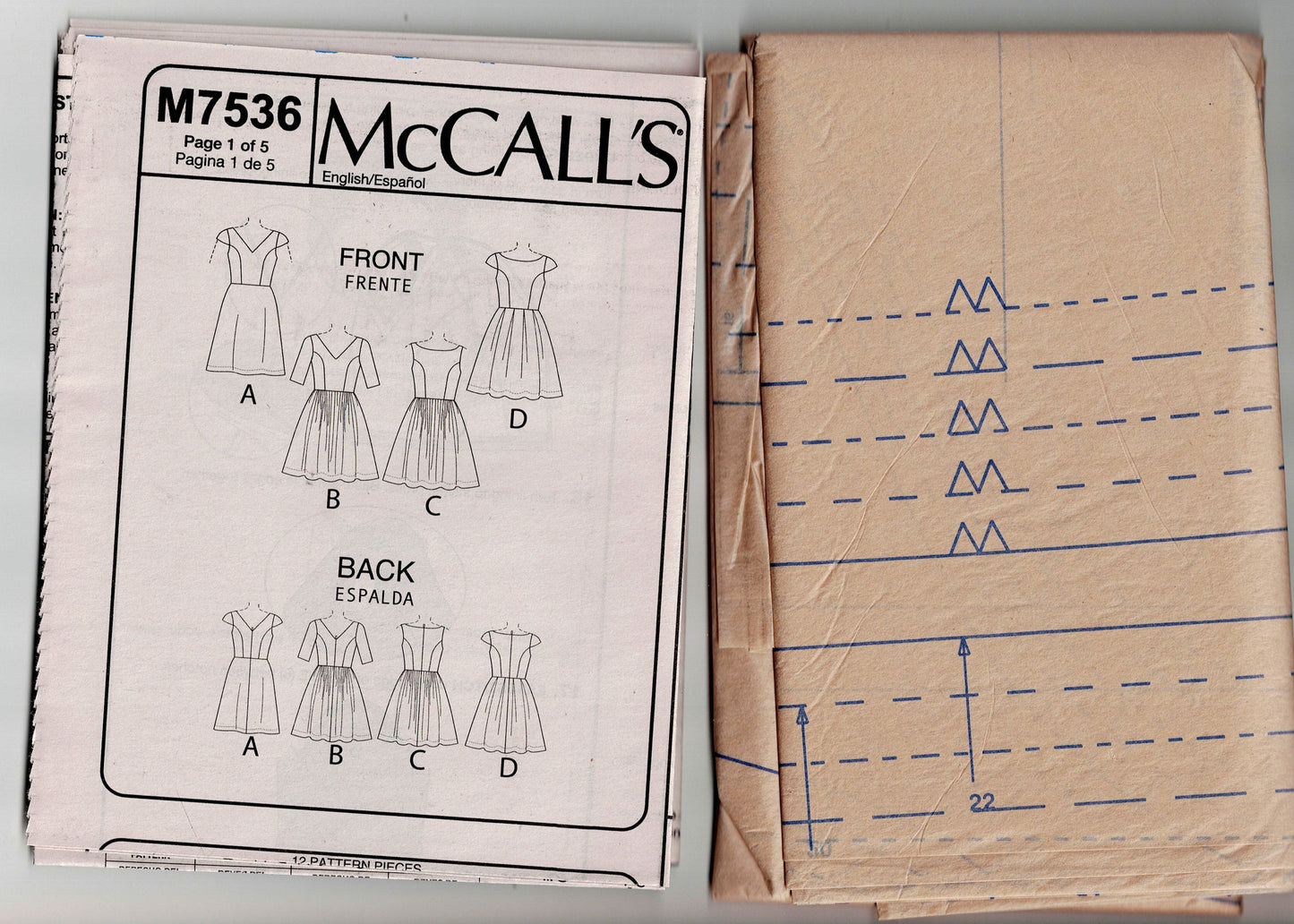 McCall's 7536 Womens Princess Bodice Full Skirt Dresses Out Of Print Sewing Pattern Size 6 - 22 UNCUT Factory Folded