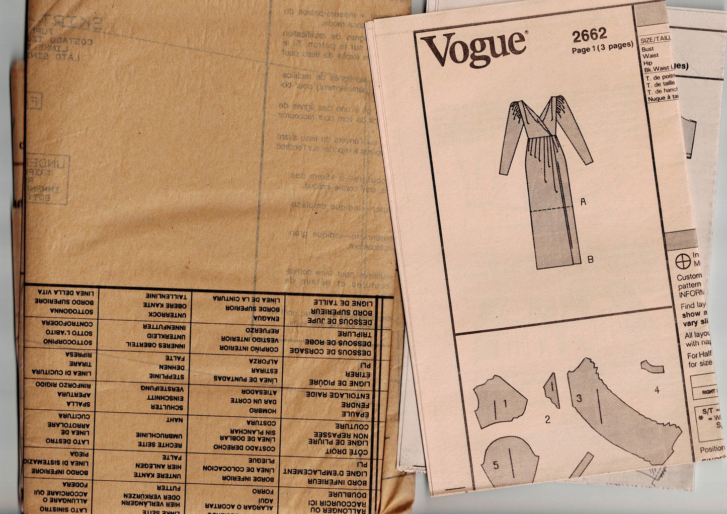 Vogue Paris Original 2662 EMANUEL UNGARO Evening Draped Wrap Cocktail Gown 1990s Vintage Sewing Pattern Size 12 Bust 34 Inches UNCUT Factory Folded