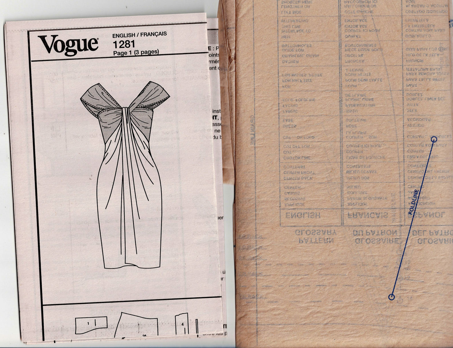 Vogue American Designer 1281 DKNY Womens Colour Block Draped Evening Dress Out Of Print Sewing Pattern Size 6 - 14 UNCUT Factory Folded