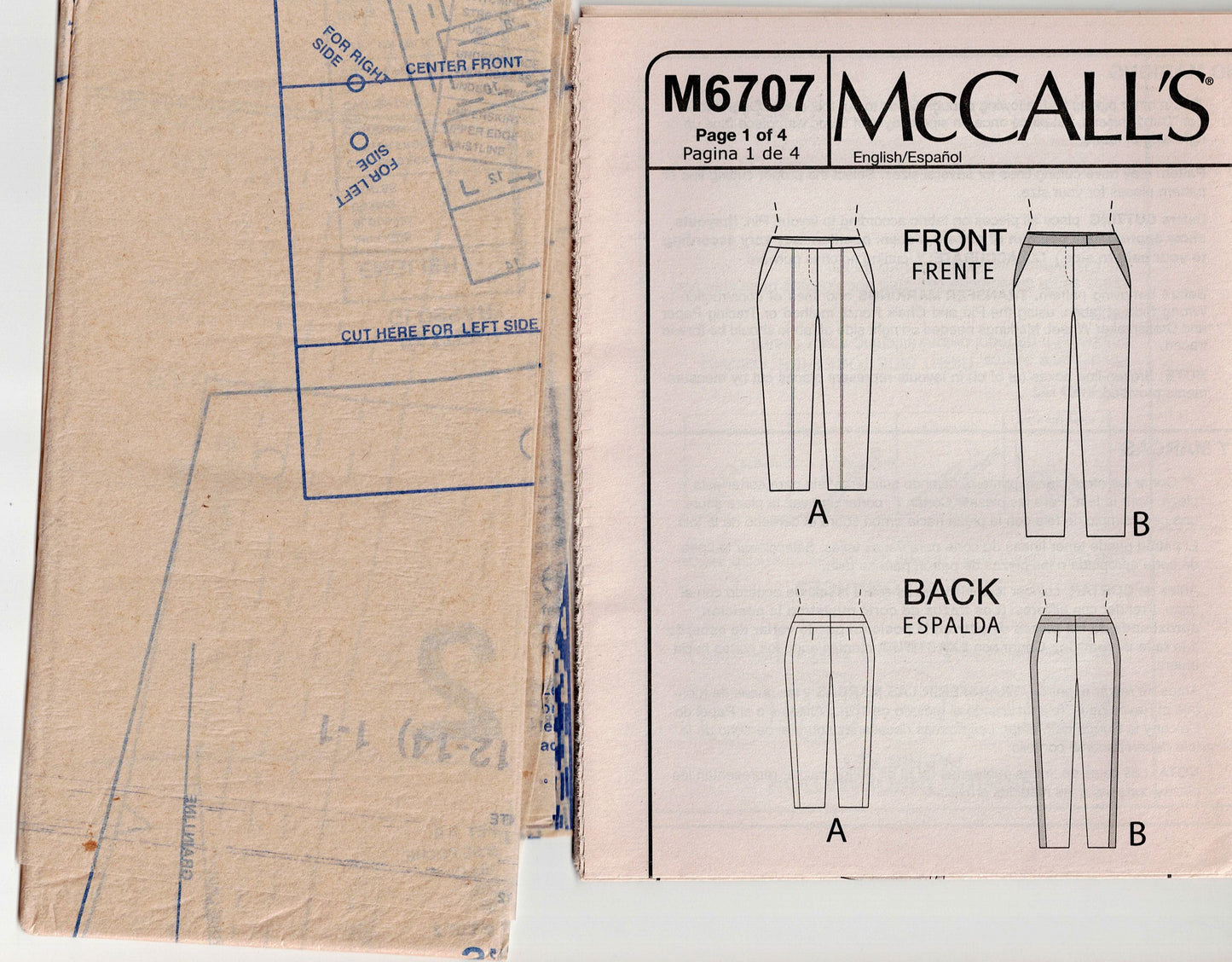 McCall's 6707 FASHION STAR Womens Hipster Pants Out Of Print Sewing Pattern Sizes 6 - 14 UNCUT Factory Folded