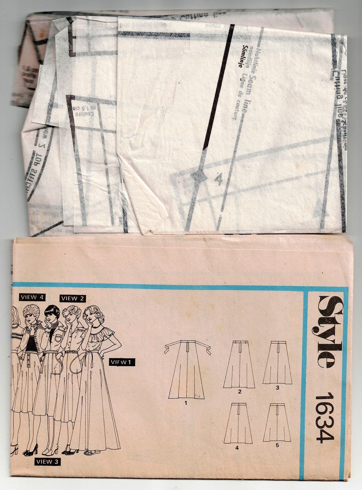 Style 1634 Womens Flared Skirt in 5 Lengths 1970s Vintage Sewing Pattern Size 12 Waist 26.5 inches