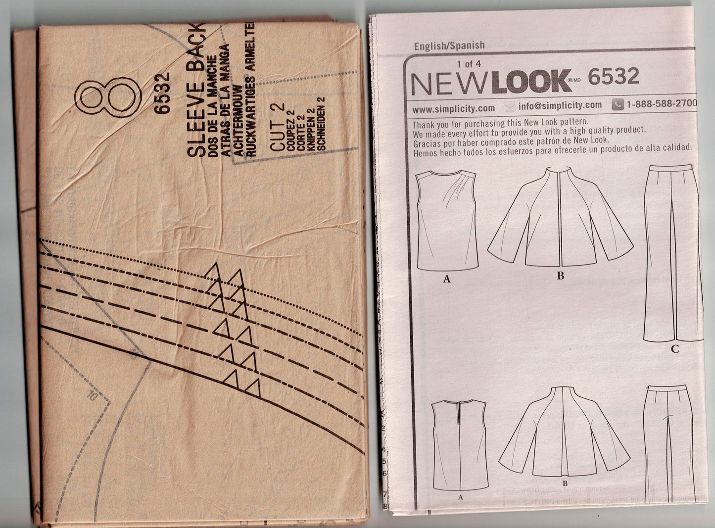 New Look 6532 Womens Funnel Neck Jacket Top & Flared Pants Out Of Print Sewing Pattern Size 8 - 18 UNCUT Factory Folded