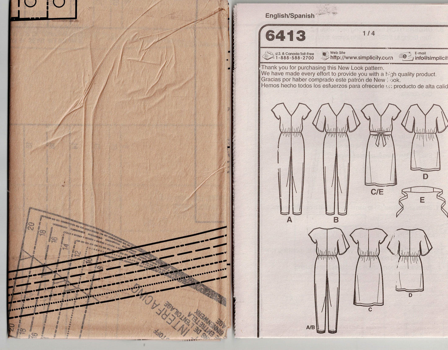 New Look 6413 Womens EASY Dress & Jumpsuit Out Of Print Sewing Pattern Size 8 - 20 UNCUT Factory Folded