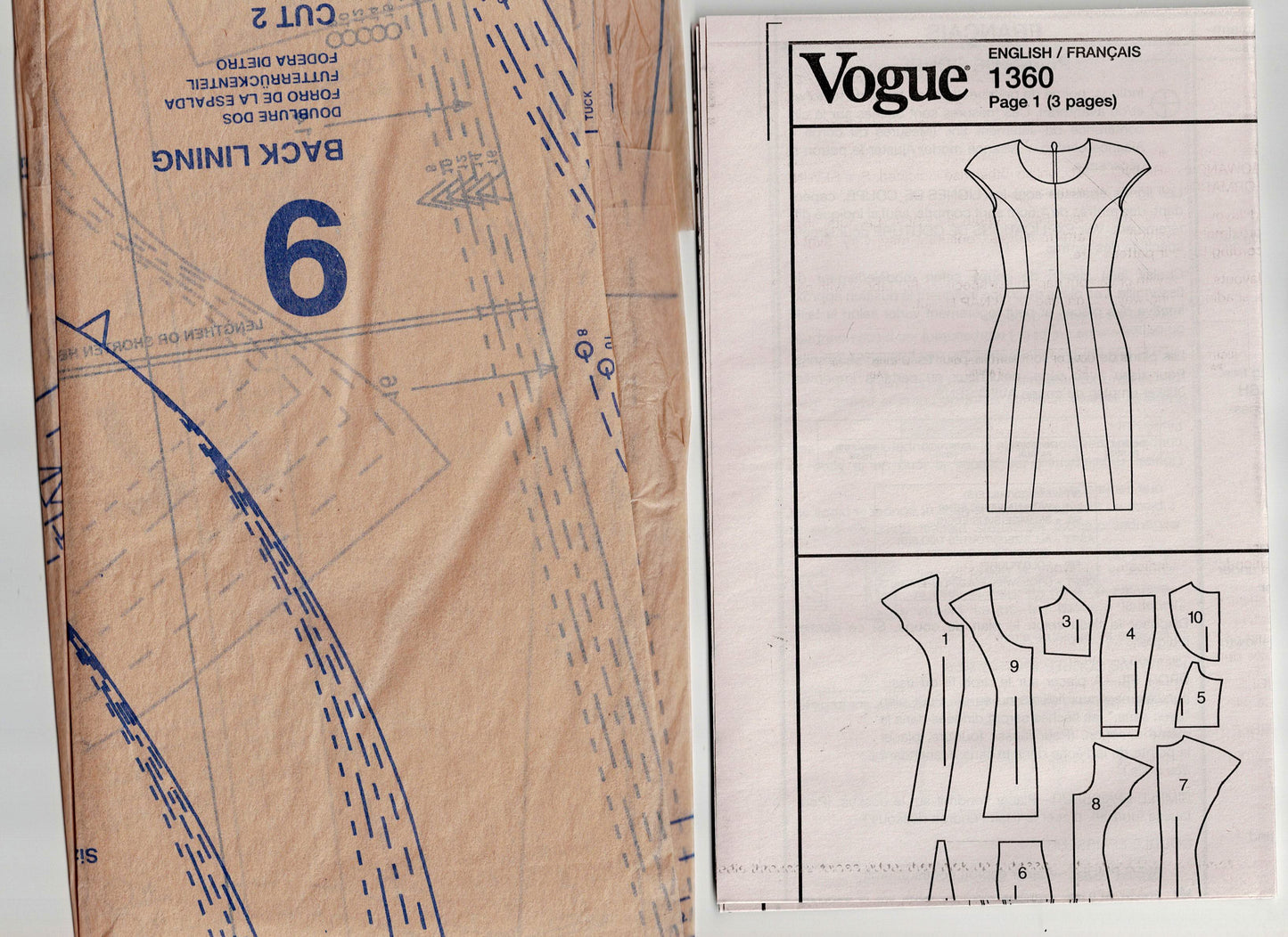Vogue American Designer 1360 KAY UNGER NY Womens Stretch Panelled Lined Dress for Wool Or Ponte Knit Out Of Print Sewing Pattern Size 8 - 16 or 16 - 24 UNCUT Factory Folded