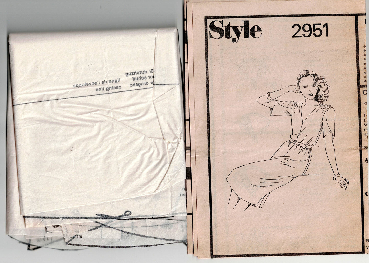 Style 2951 Womens Slim Pullover Dress with Tulip Sleeves 1980s Vintage Sewing Pattern Size 12 Bust 34 inches