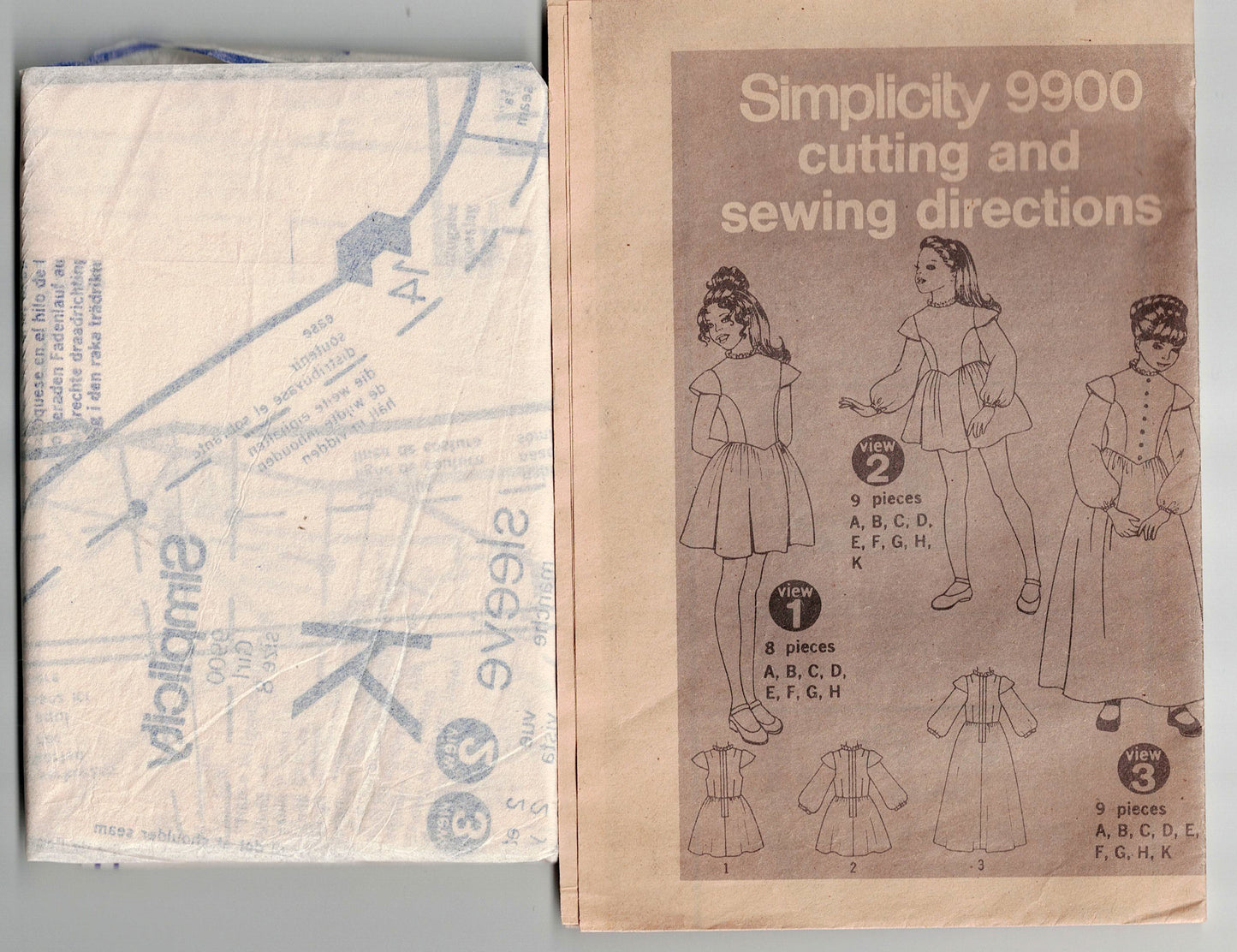 Simplicity 9900 Girls Full Skirt Dress with Contrast Bodice 1970s Vintage Sewing Pattern Size 8