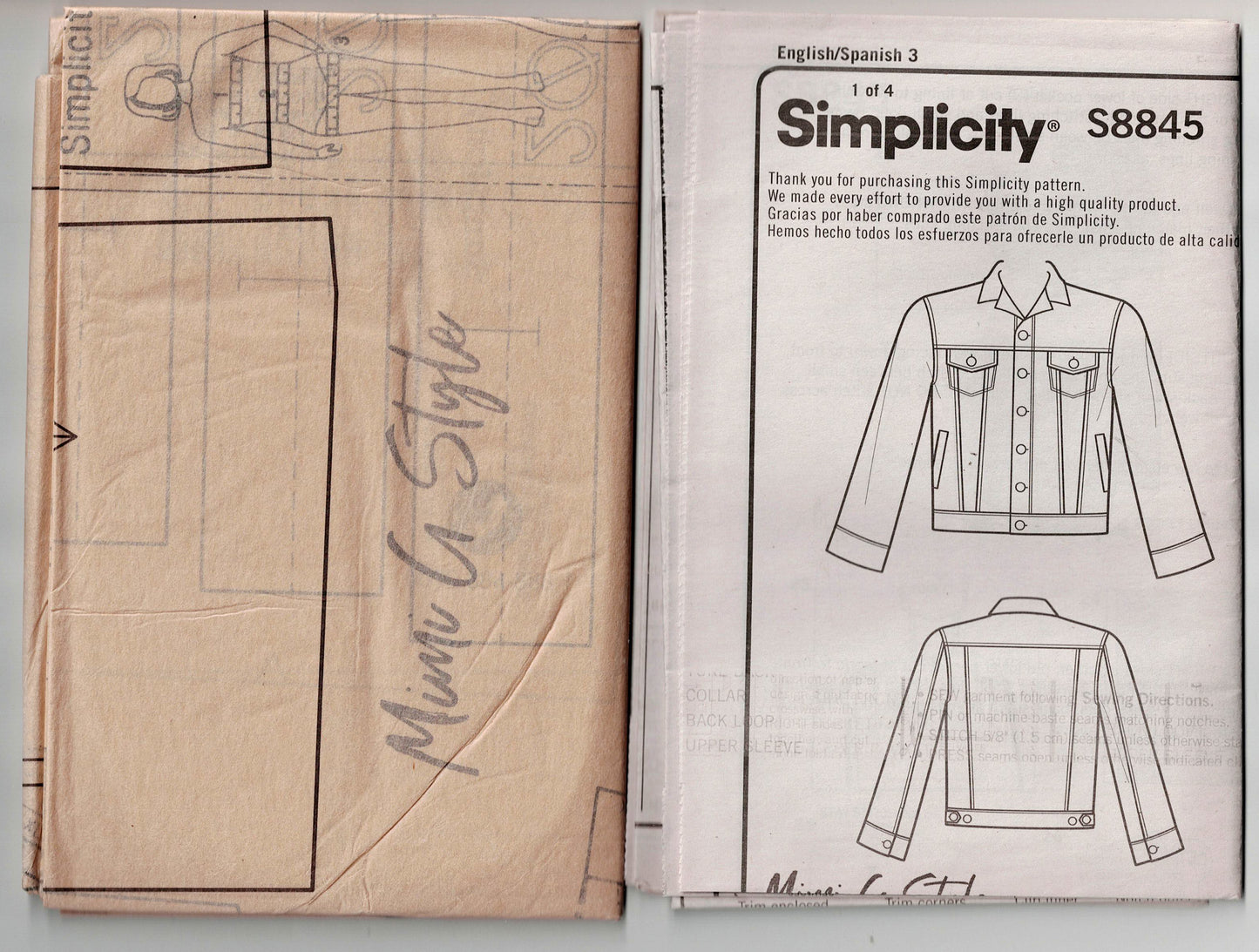 Simplicity 8845 MIMI G Mens Womens UNISEX Ultimate Jean Jacket Sewing Pattern Size XS - XL UNCUT Factory Folded