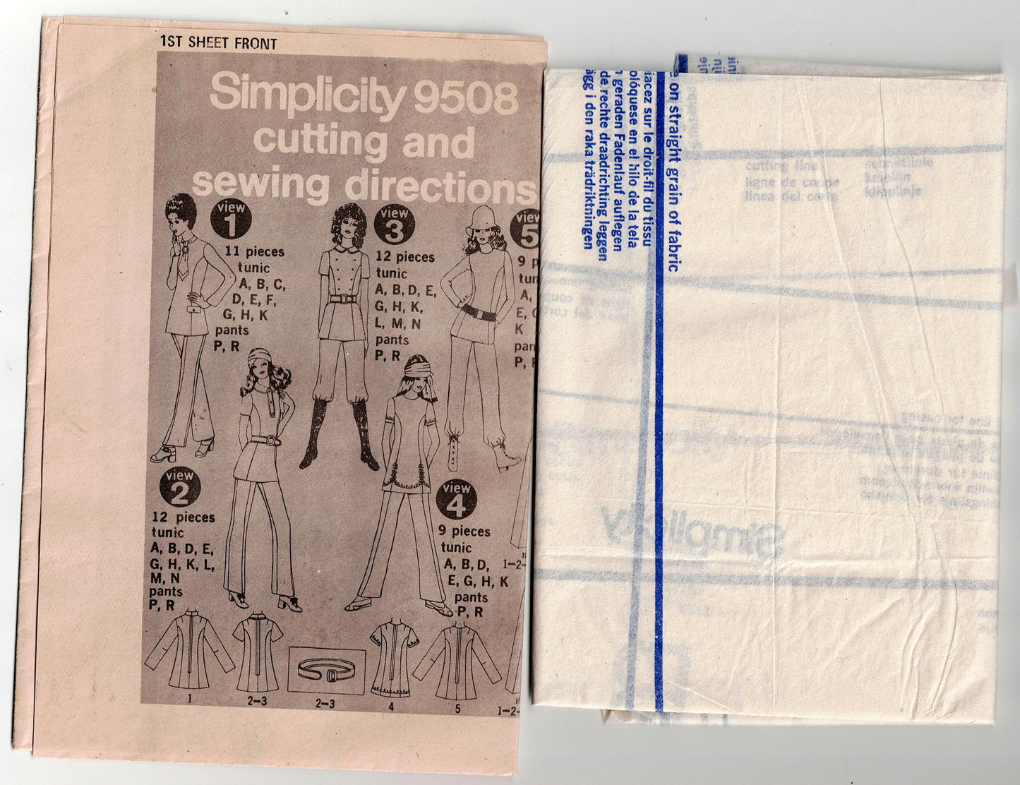 Simplicity 9508 Womens Retro Tunic & Pants 1970s Vintage Sewing pattern Size 12 Bust 34 inches