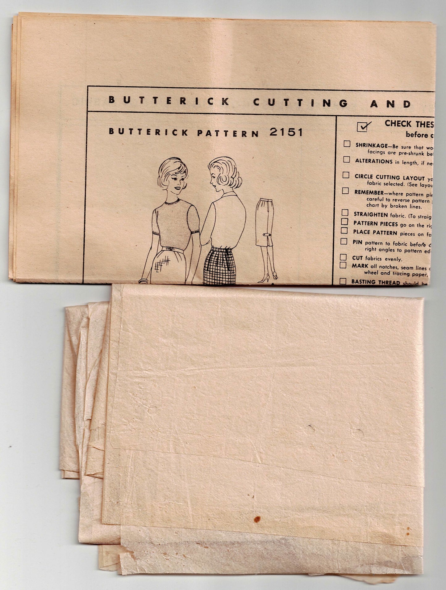 Butterick 2151 Womens QUICK n EASY Pencil Skirt 1960s Vintage Sewing Pattern Waist 28 inches