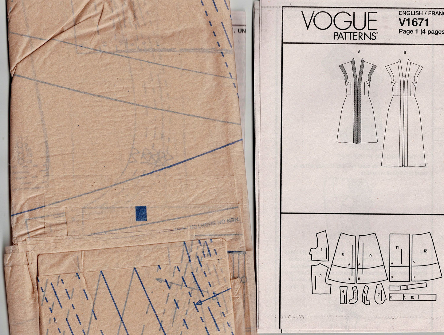 Vogue 1671 Designer Look Womens Evening Dress with Contrast Bands Out Of Print Sewing Pattern Size 6 - 14 UNCUT Factory Folded