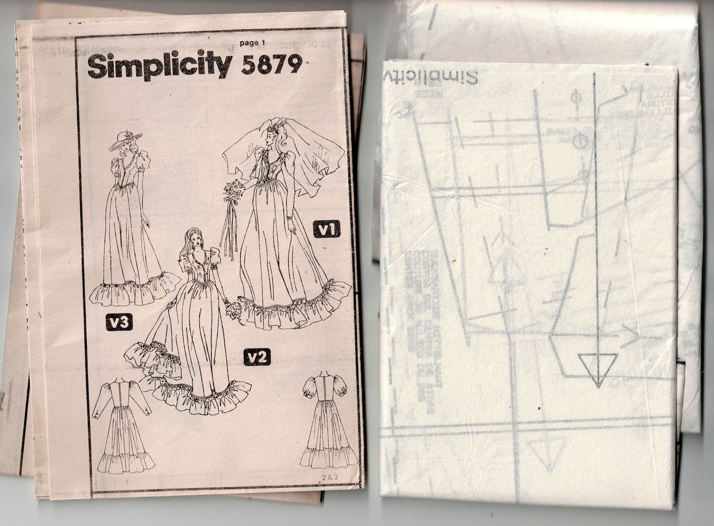 Simplicity 5879 GUNNE SAX Womens Puff Sleeved Full Ruffled Skirt Wedding Dress 1980s Vintage Sewing Pattern Size 12 Bust 34 Inches