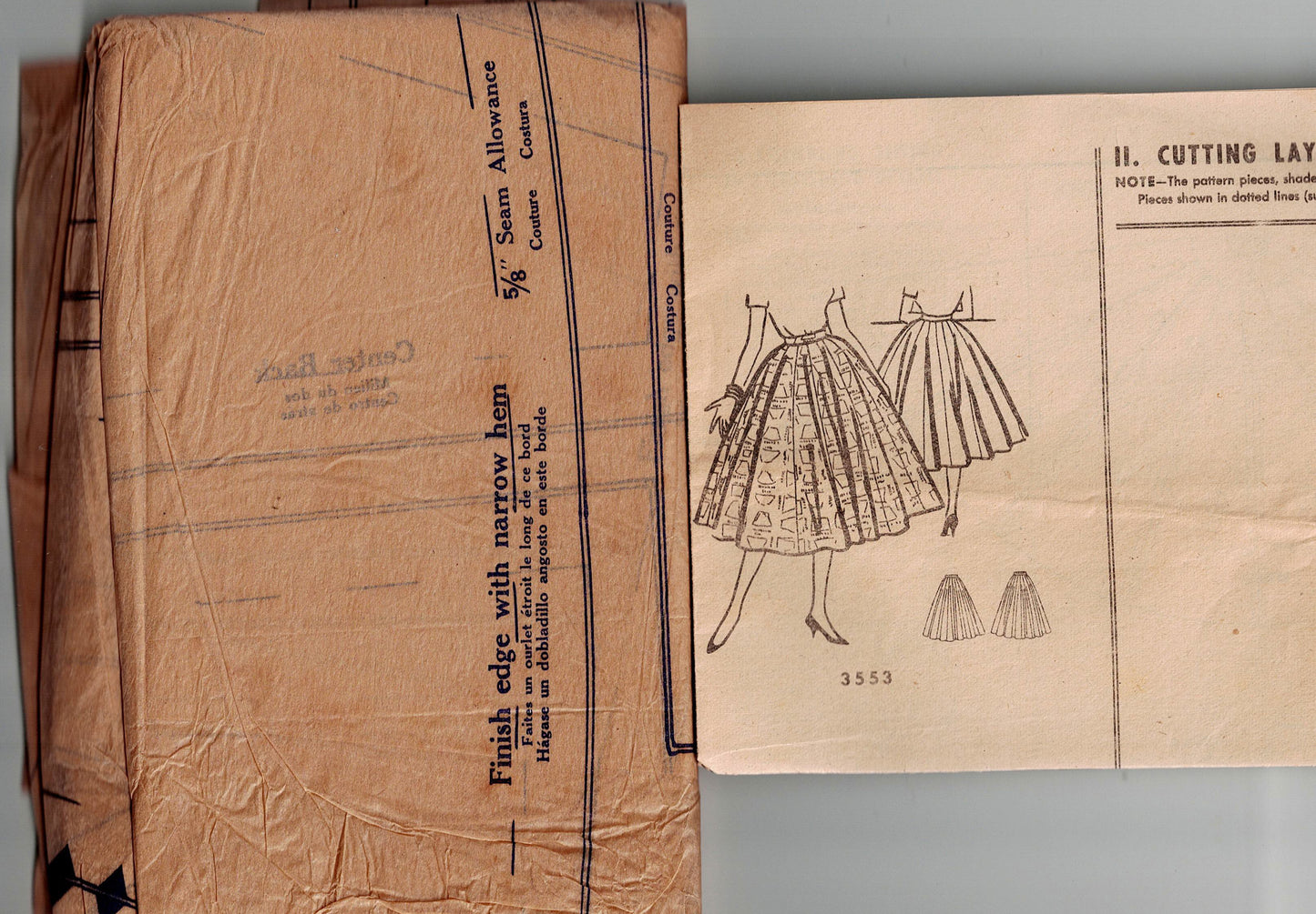 McCall's 3553 Womens Sixteen Gore Skirt 1950s Vintage Sewing Pattern Waist 24 inches UNCUT Factory Folded