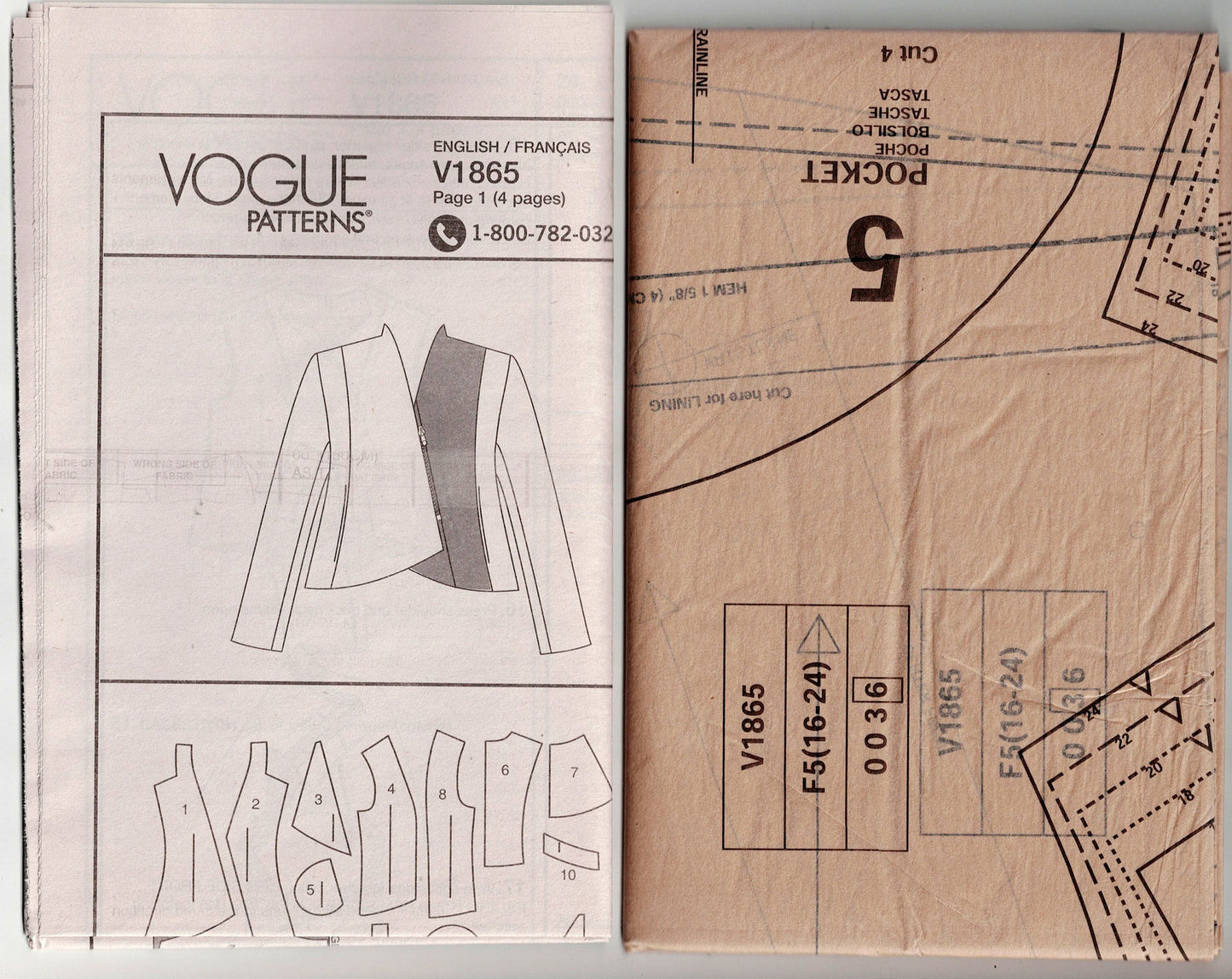 Vogue 1865 JULIO CESAR Womens Evening Jacket Sewing Pattern Size 16 - 24 UNCUT Factory Folded