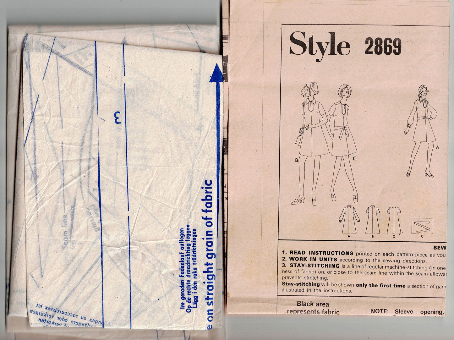 Style 2869 Womens A Line Dress 1970s Vintage Sewing Pattern Size 14 Bust 36 Inches