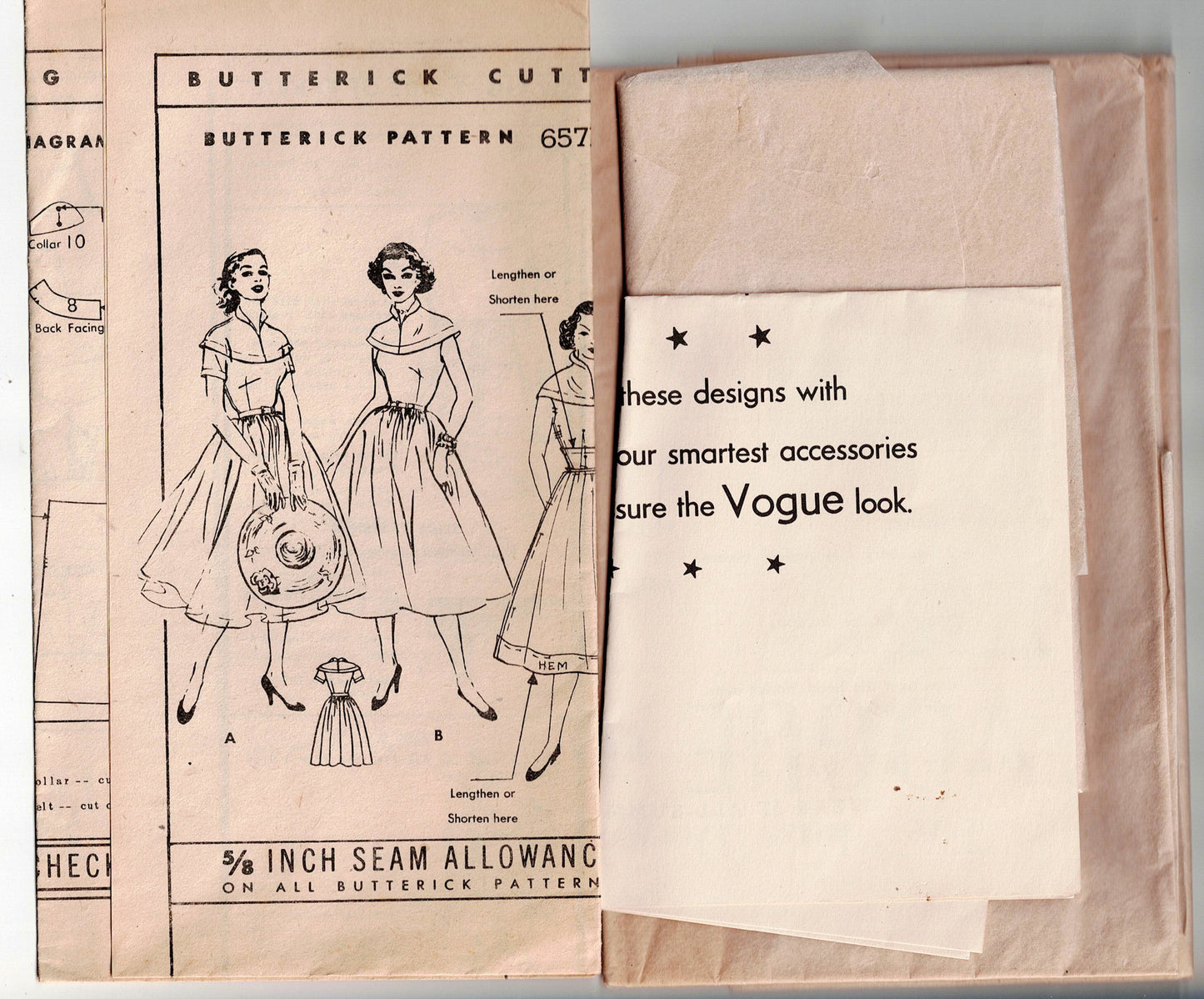 Butterick 6571 Womens Yoked Full Skirt Dress 1950s Vintage Sewing Pattern Size 14 Bust 32 inches
