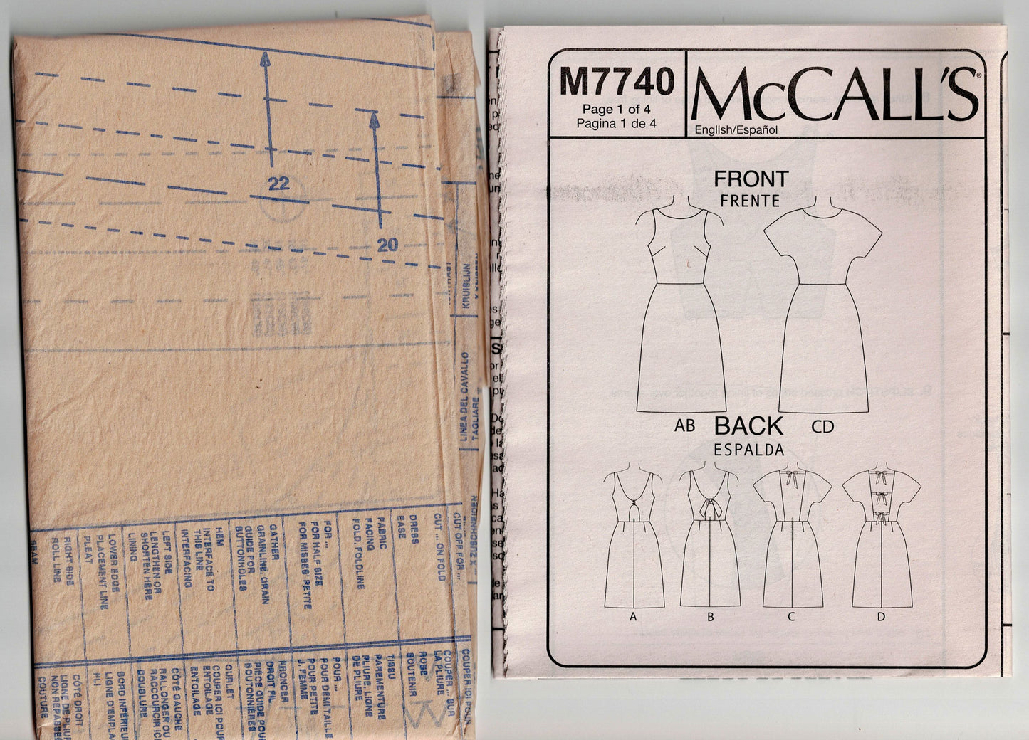McCall's 7740 Womens Lined Open Back Sundress Out Of Print Sewing Pattern Size 14 - 22 UNCUT Factory Folded