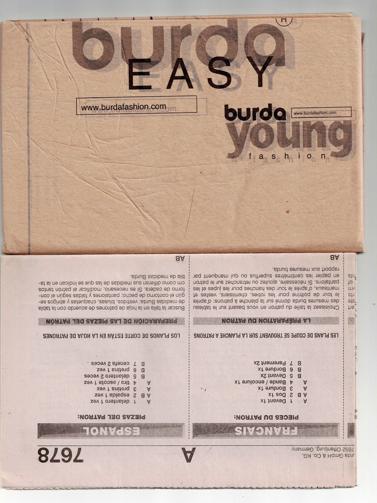 Burda Young 7678 Womens Stretch Knit Tops Out Of Print Sewing Pattern Sizes 10 - 22 UNCUT Factory Folded