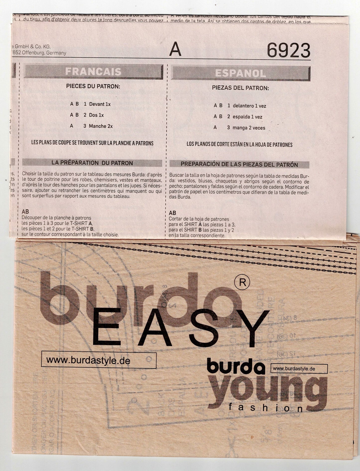 Burda Young 6923 Womens Stretch Knit Tops Out Of Print Sewing Pattern Sizes 8 - 20 UNCUT Factory Folded