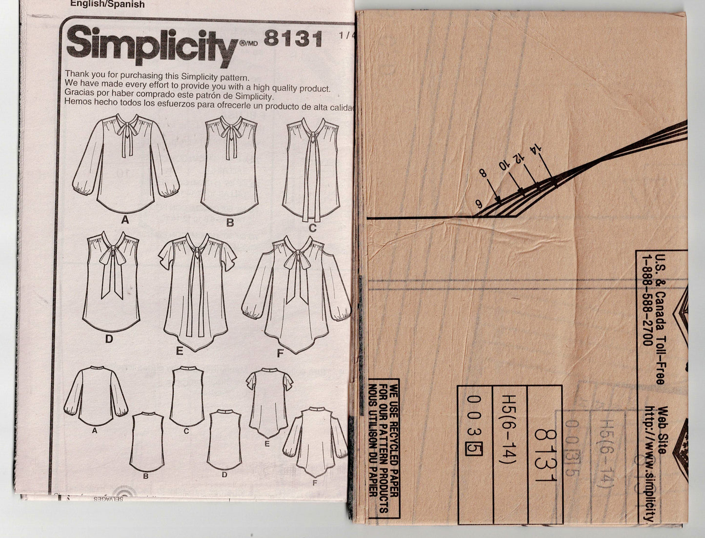 Simplicity 8131 Womens Pullover Tops with Cold Shoulder Option Out Of Print Sewing Pattern Size 6 - 14 UNCUT Factory Folded