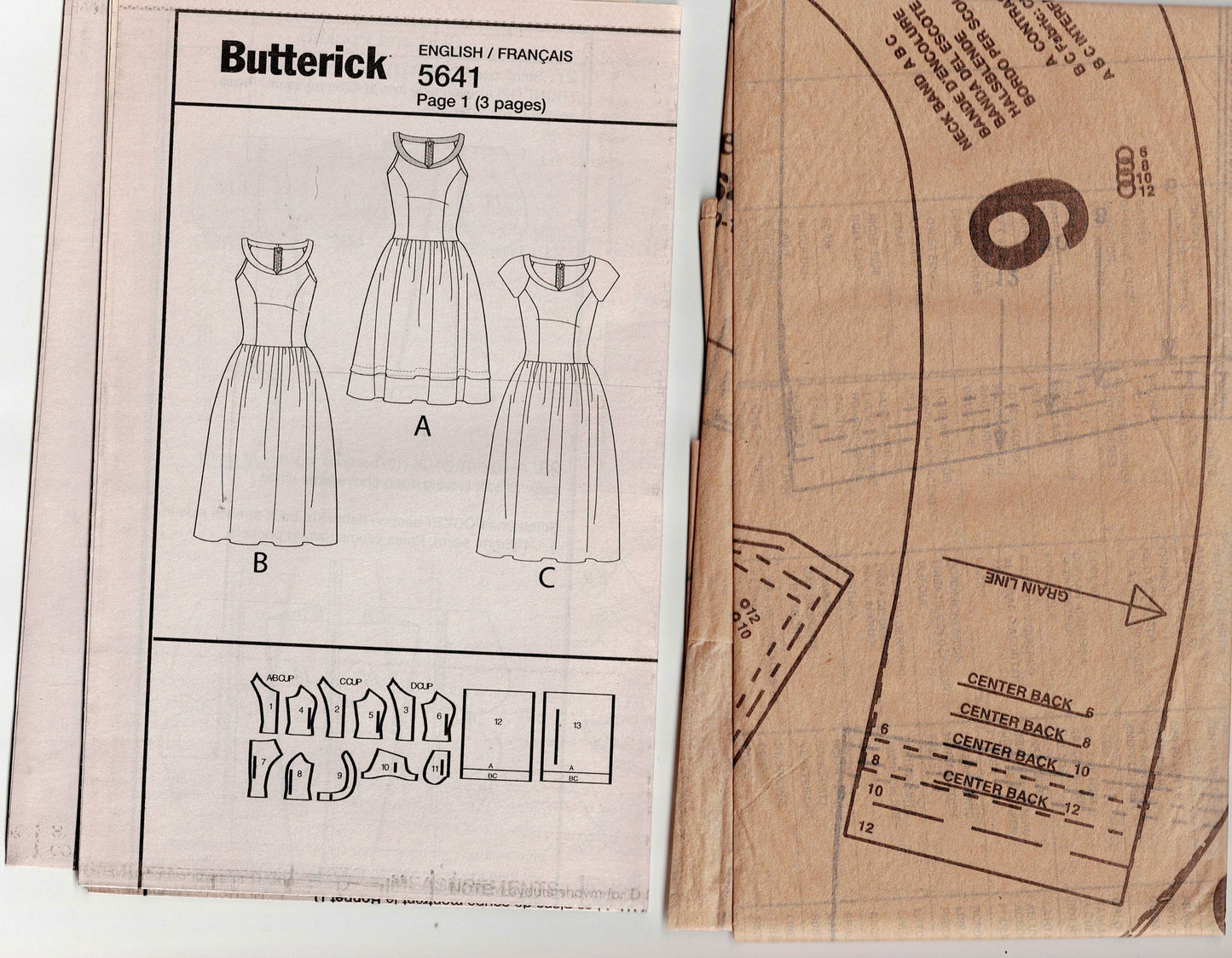 Butterick 5641 Womens Fit & Flared Dress with Lined Bodice Out Of Print Sewing Pattern Size 4 - 12 UNCUT Factory Folded