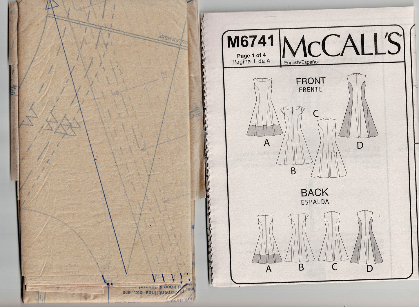 McCall's 6741 Womens Fit & Flared Dresses Out Of Print Sewing Pattern Sizes 8 - 16 UNCUT Factory Folded